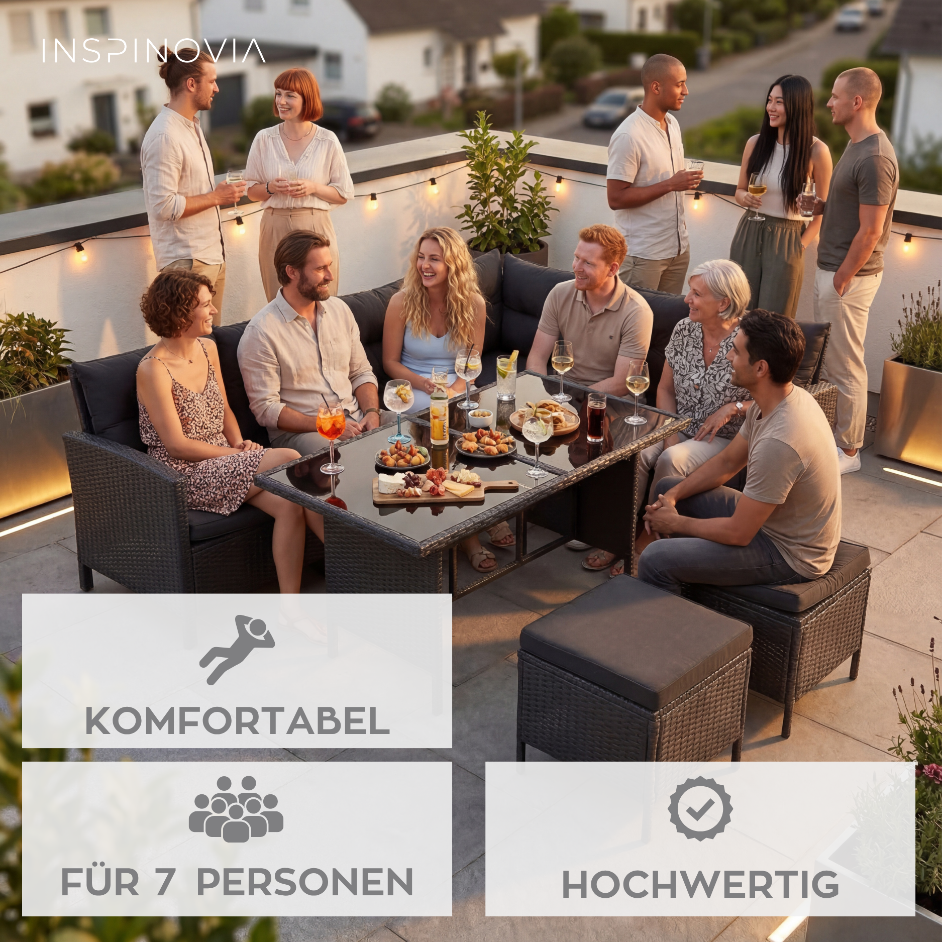 Polyrattan Lounge TERA - schwarz/schwarz