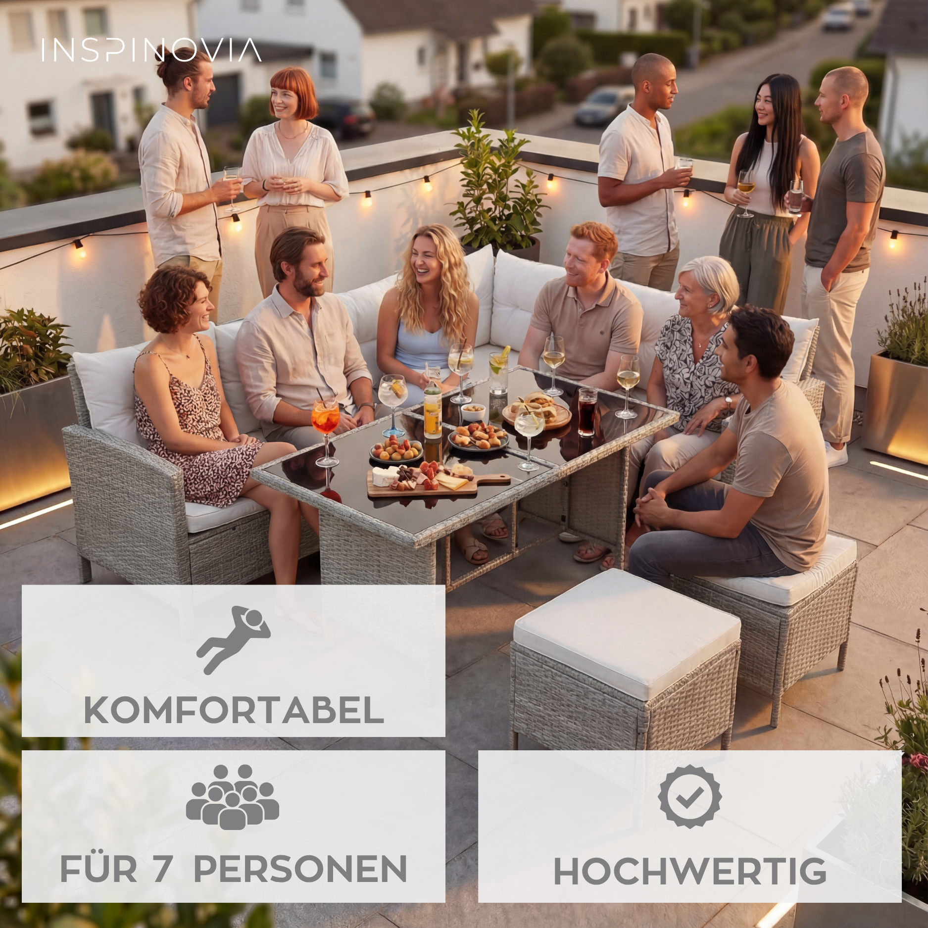 Polyrattan Lounge TERA - grau/grau