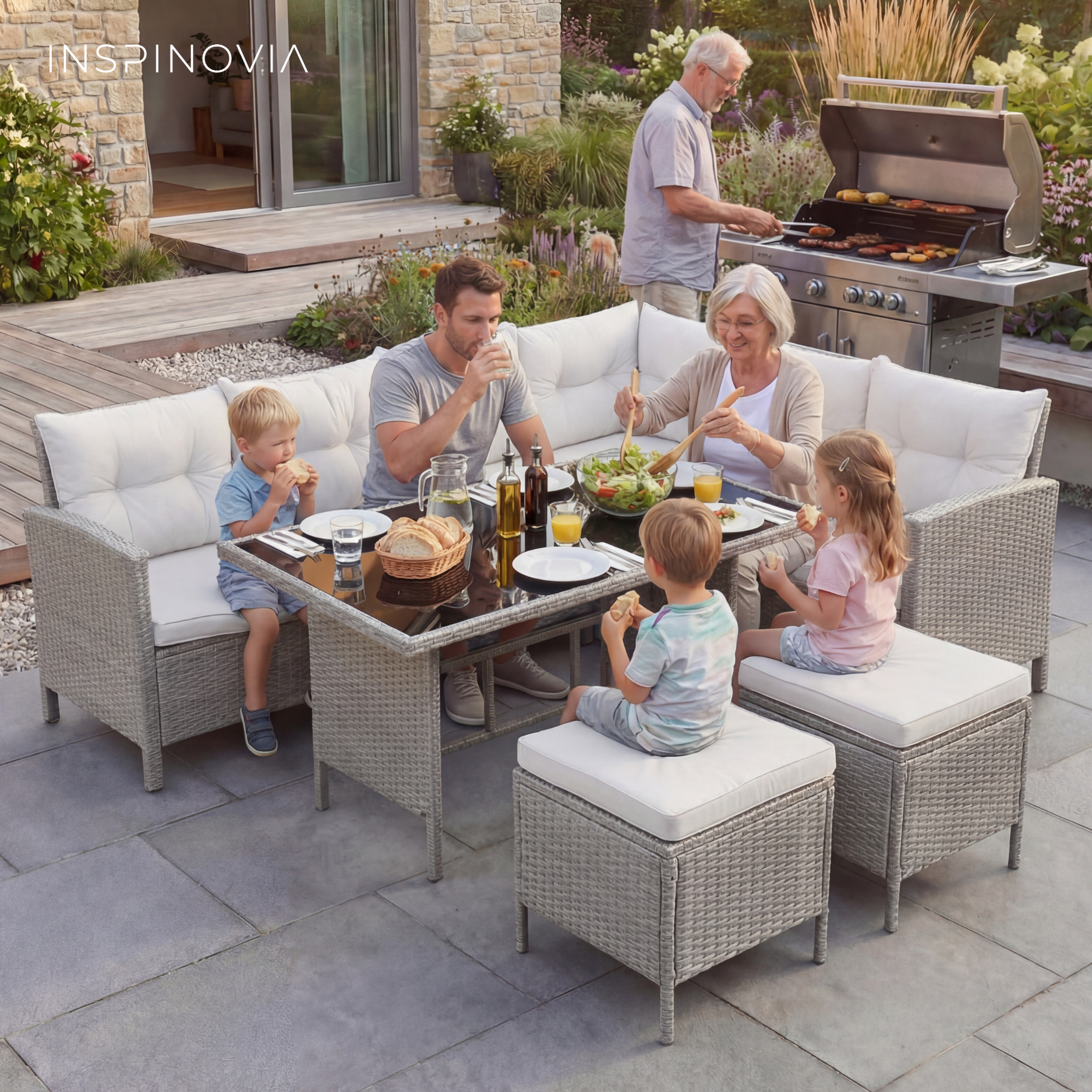 Polyrattan Lounge TERA - grau/grau