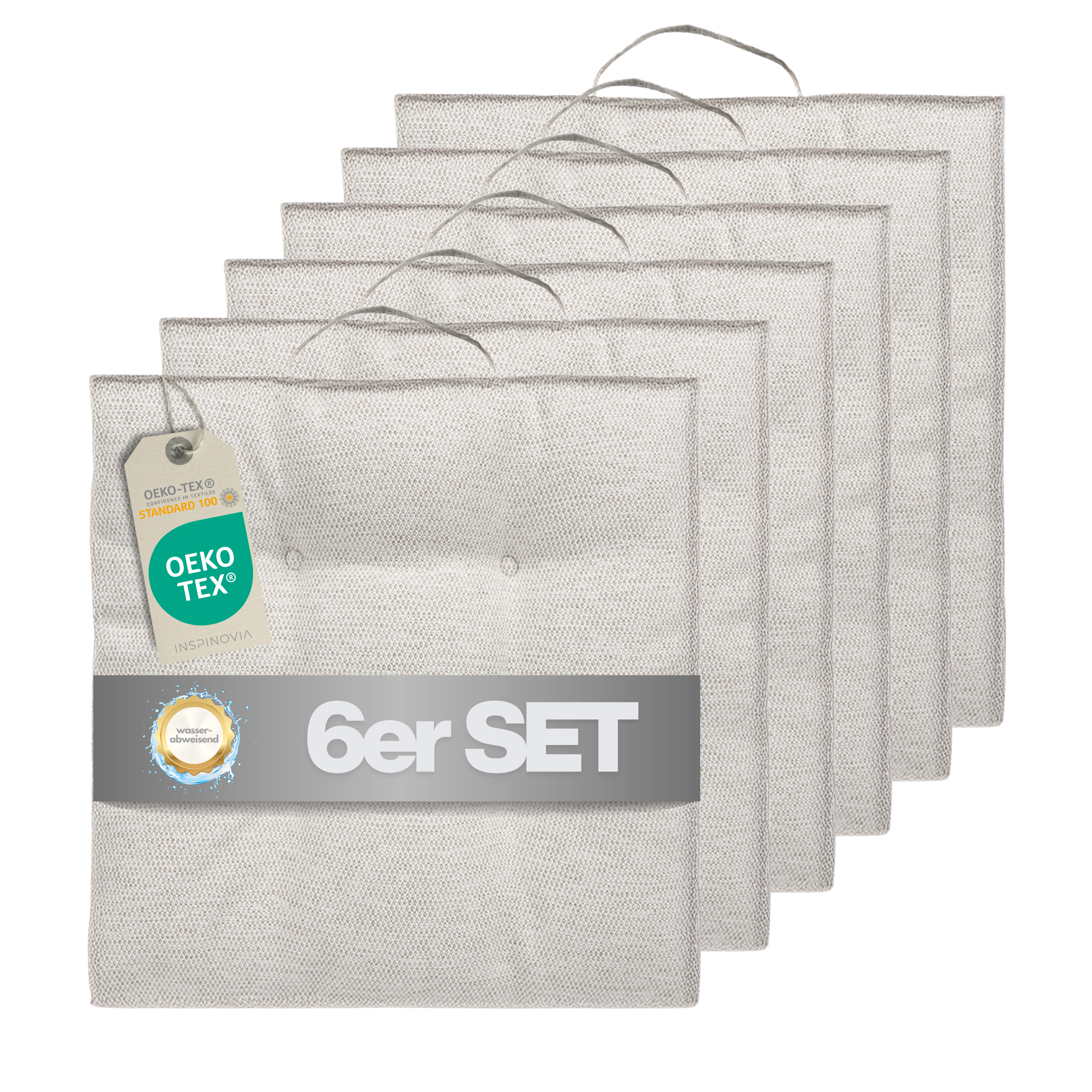 Sitzkissen 40 x 40 cm, 6er Set - Creme