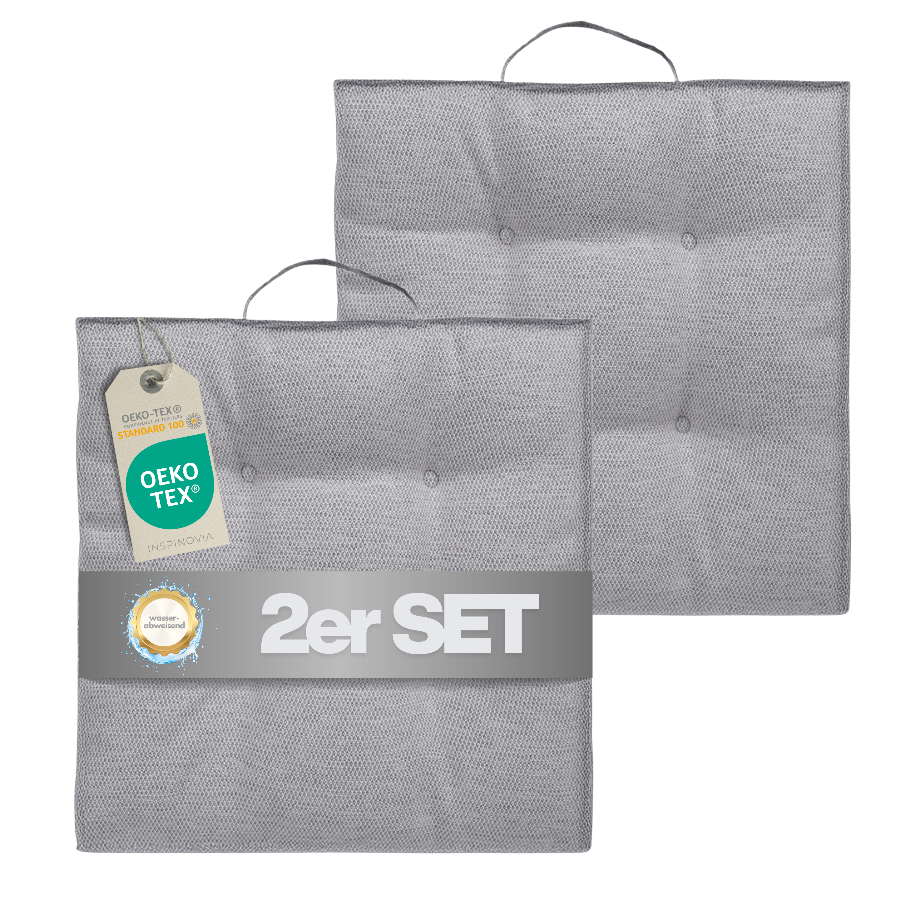 Sitzkissen 40 x 40 cm, 2er Set - Grau