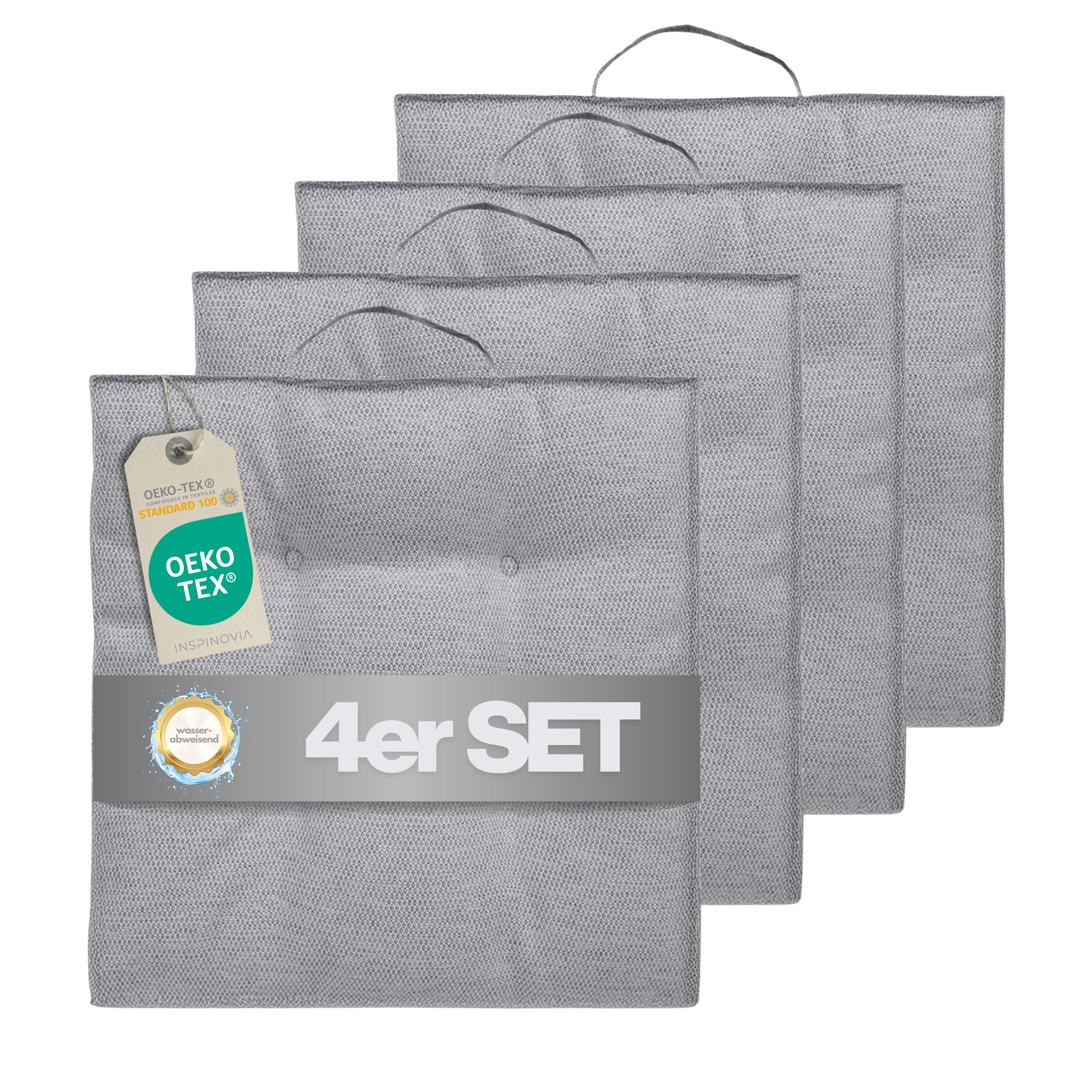 Sitzkissen 40 x 40 cm, 4er Set - Grau