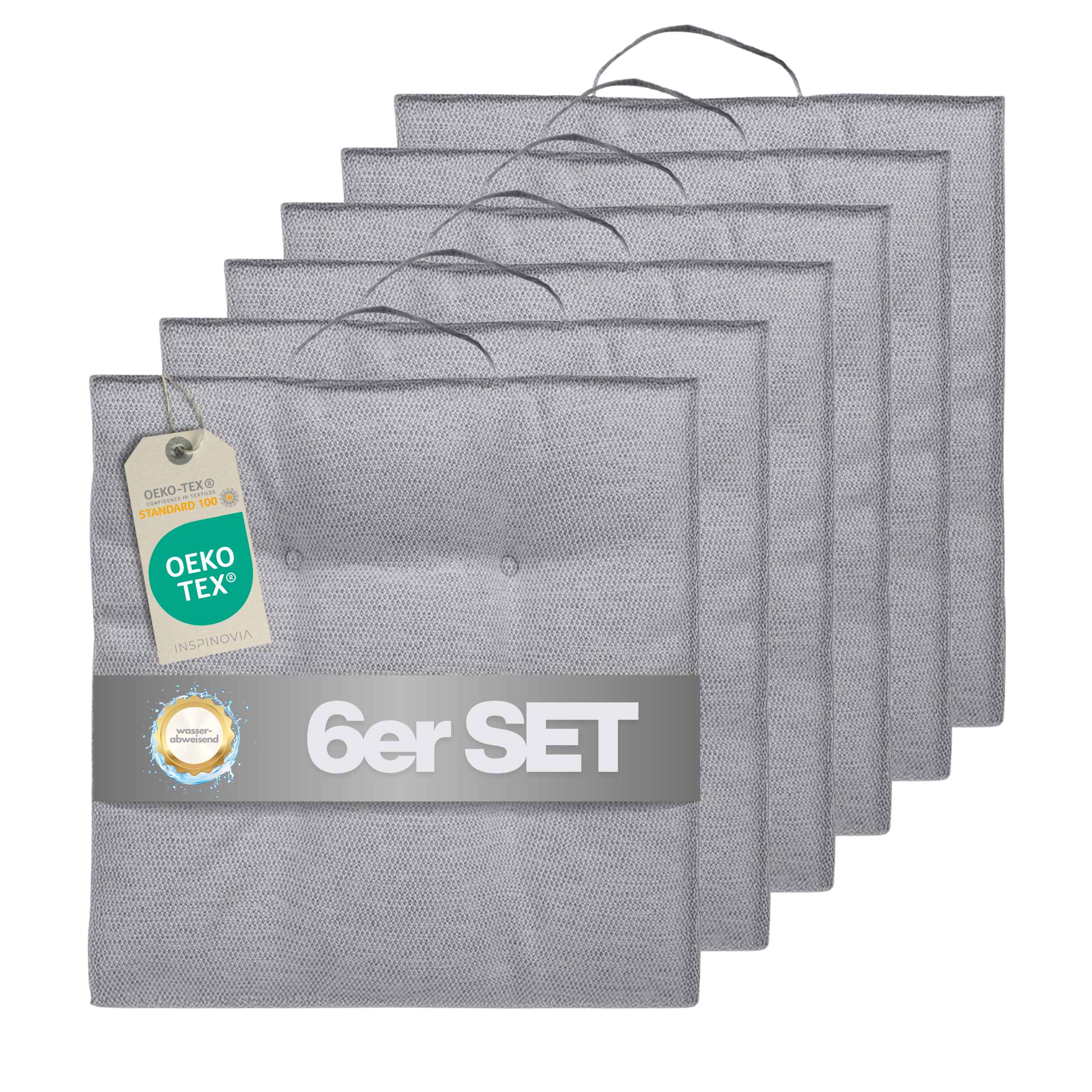 Sitzkissen 40 x 40 cm, 6er Set - Grau