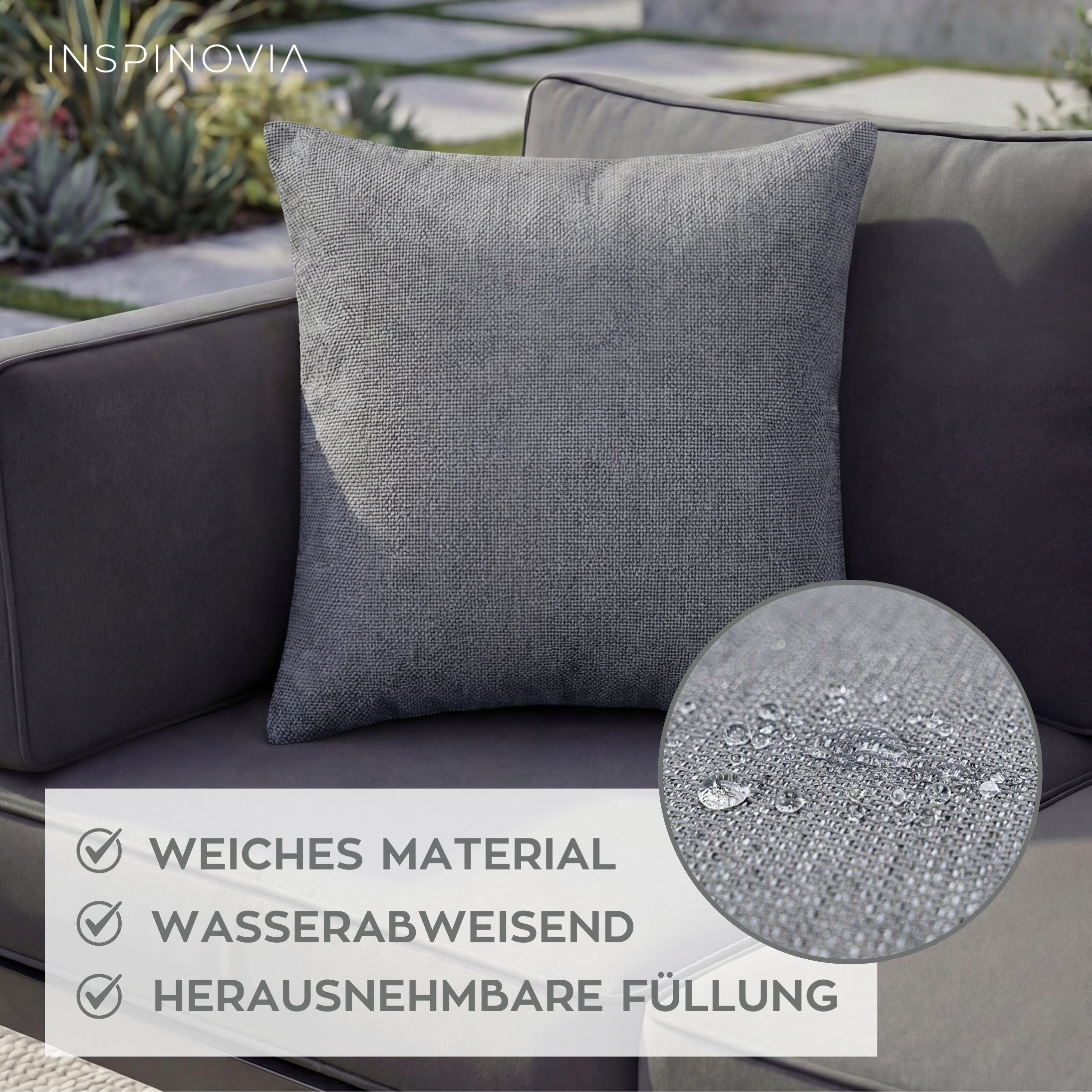 Kissen inkl. Füllung 45 x 45 cm, 6er Set - Grau