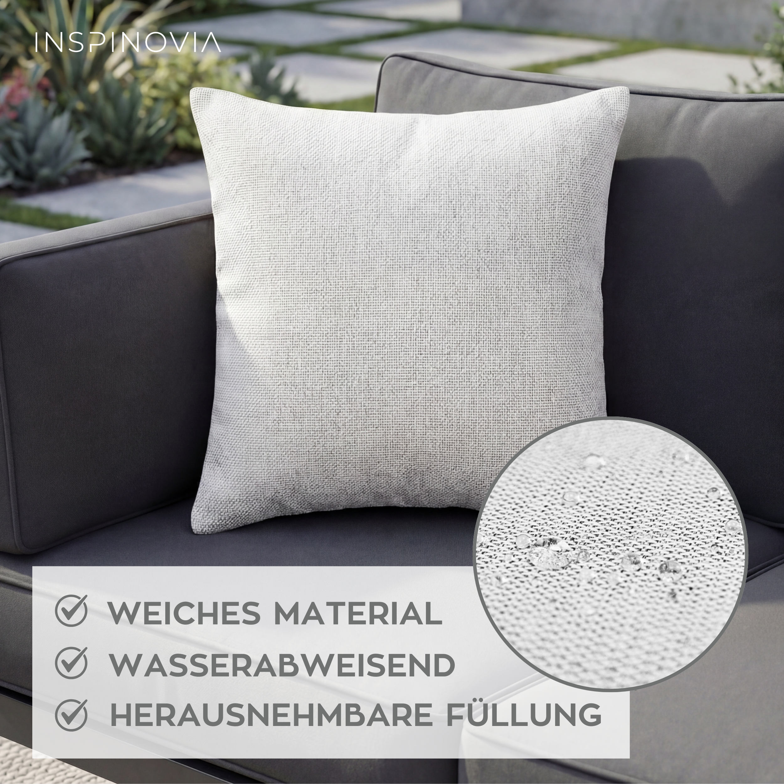 Kissen inkl. Füllung 45 x 45 cm, 6er Set - Hellgrau