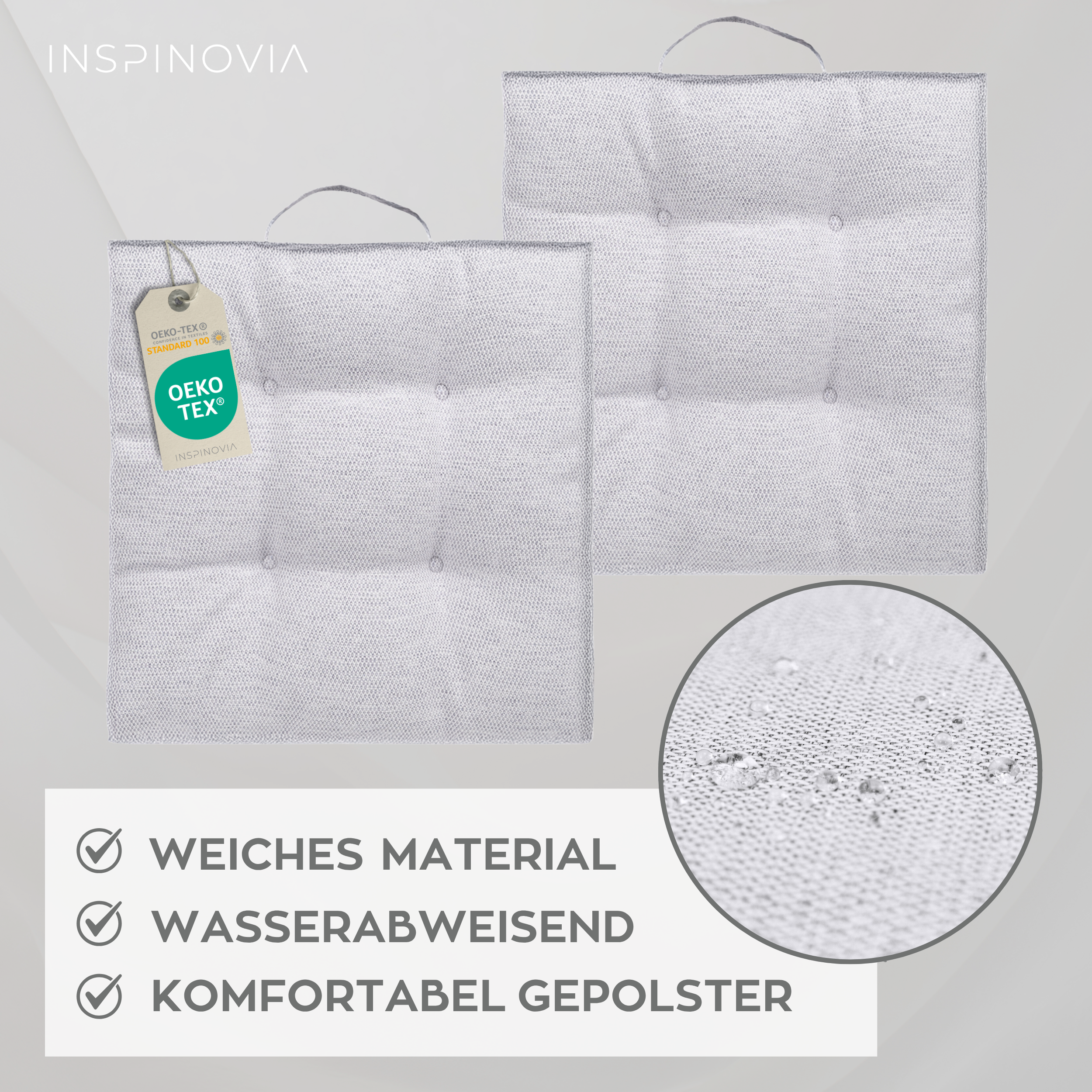 Sitzkissen 40 x 40 cm, 6er Set - Hellgrau