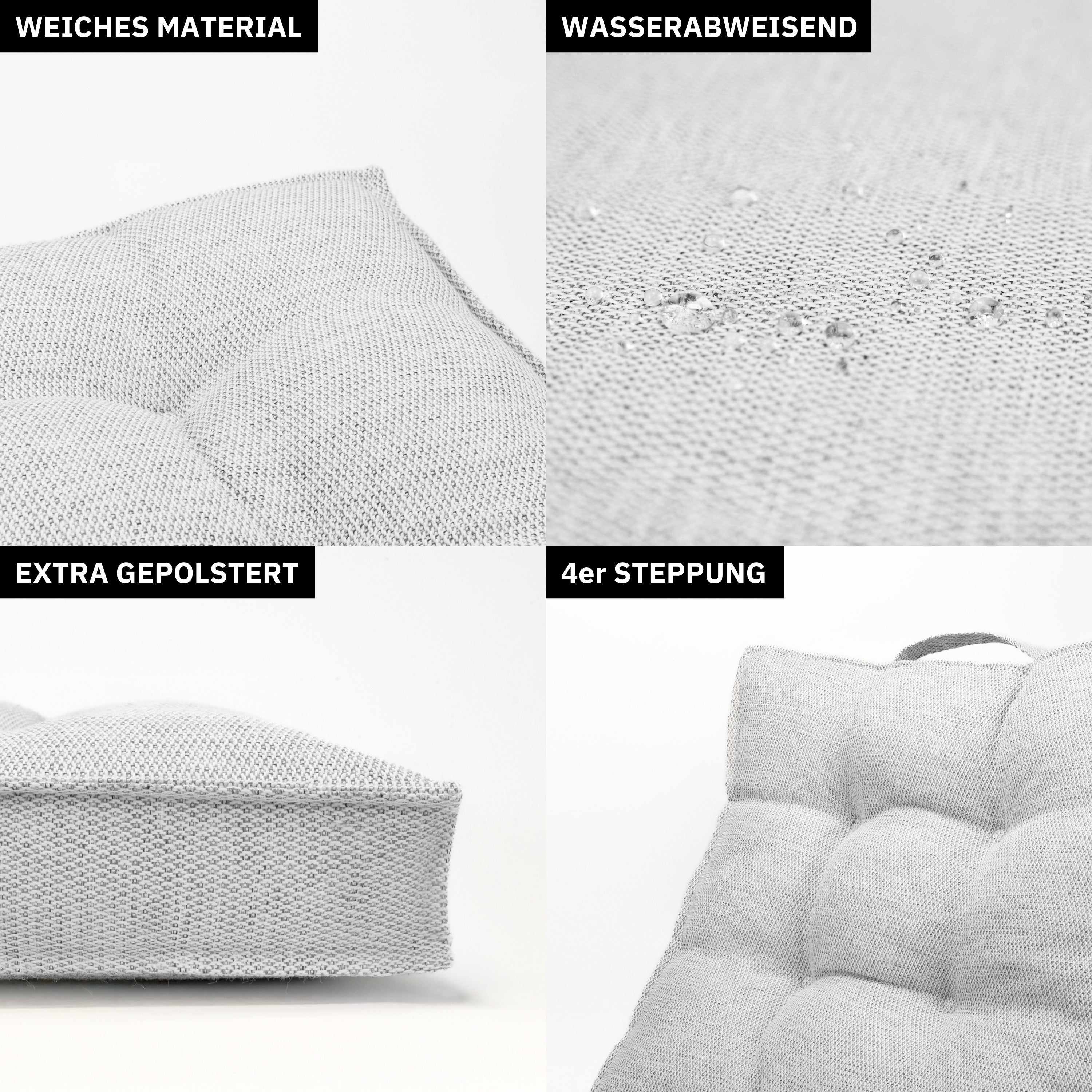 Sitzkissen 40 x 40 cm, 2er Set - Hellgrau