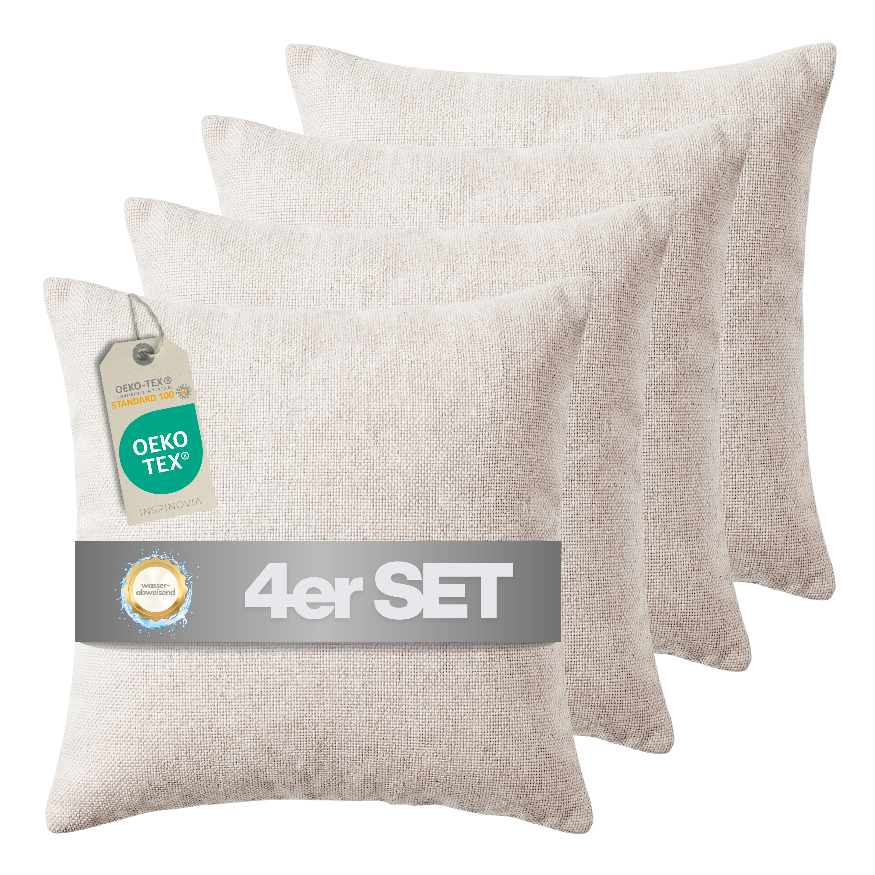 Kissen inkl. Füllung 45 x 45 cm, 4er Set - Creme