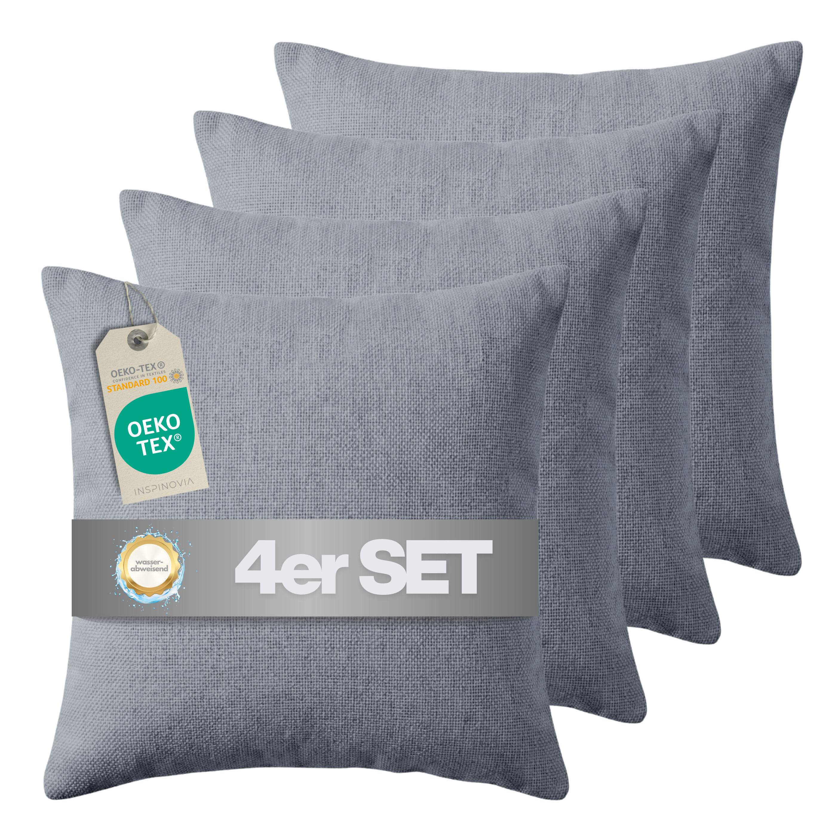 Kissen inkl. Füllung 45 x 45 cm, 4er Set - Grau