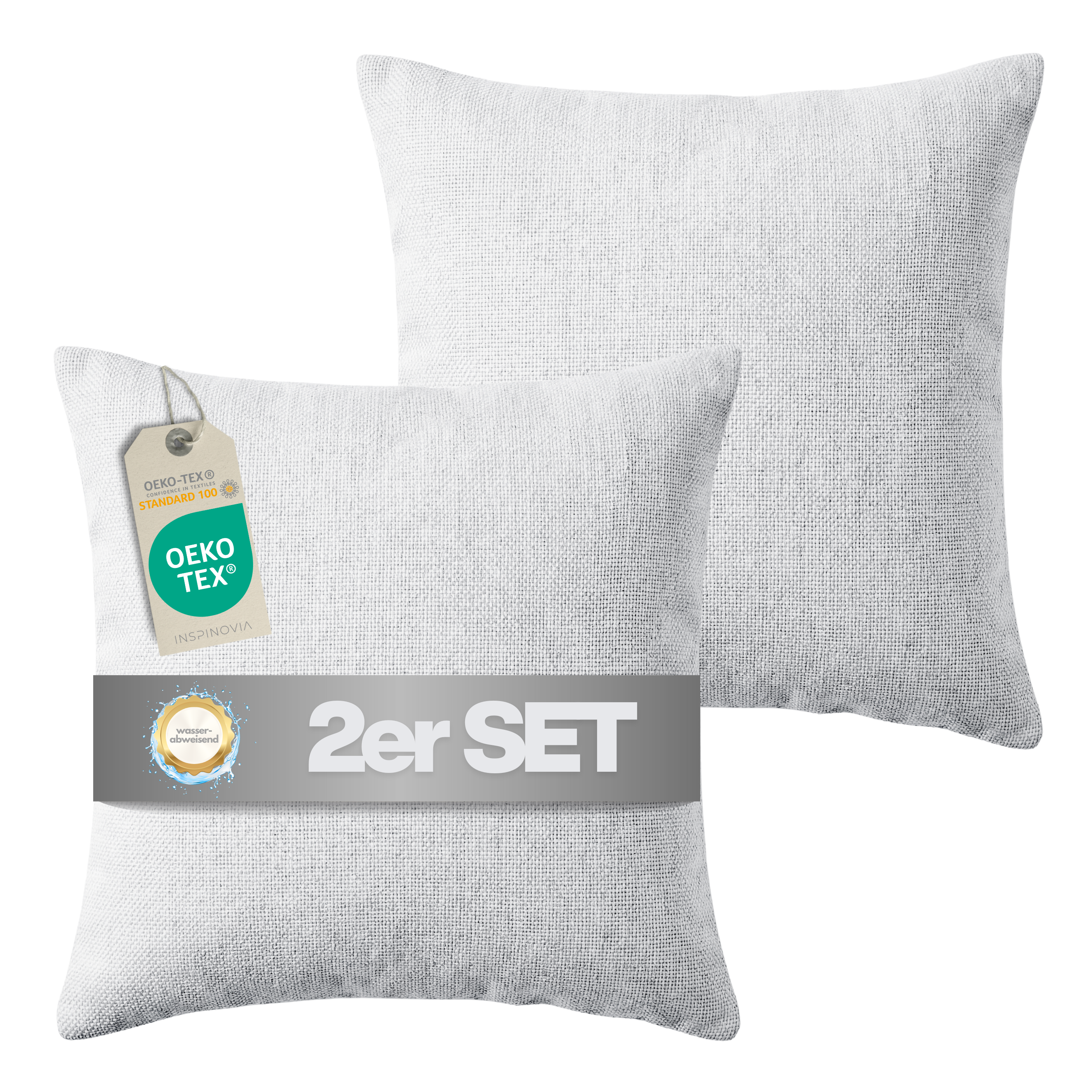 Kissen inkl. Füllung 45 x 45 cm, 2er Set - Hellgrau