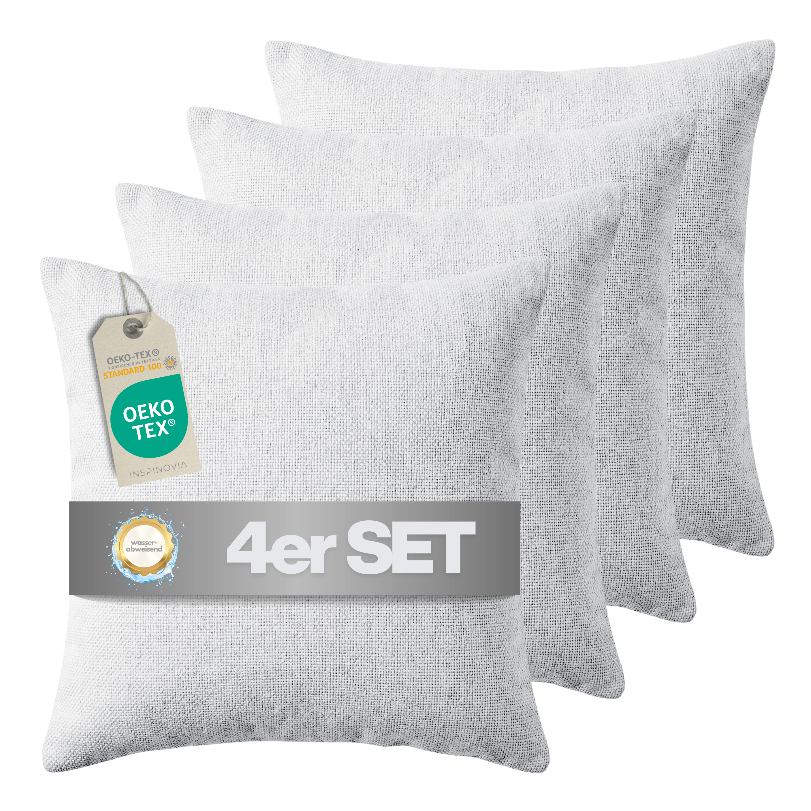 Kissen inkl. Füllung 45 x 45 cm, 4er Set - Hellgrau