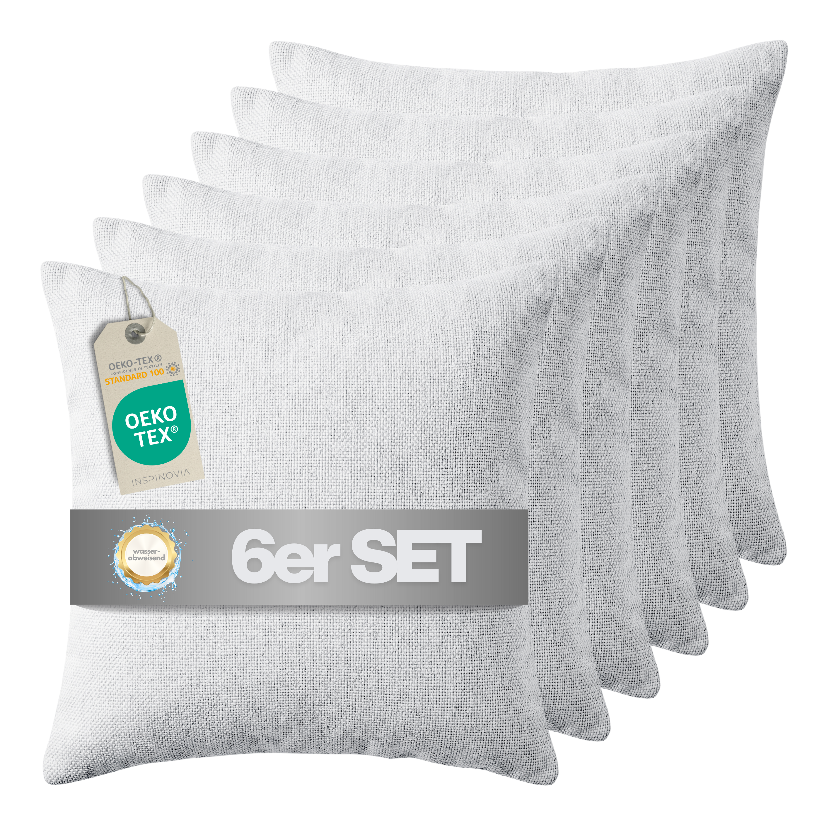 Kissen inkl. Füllung 45 x 45 cm, 6er Set - Hellgrau
