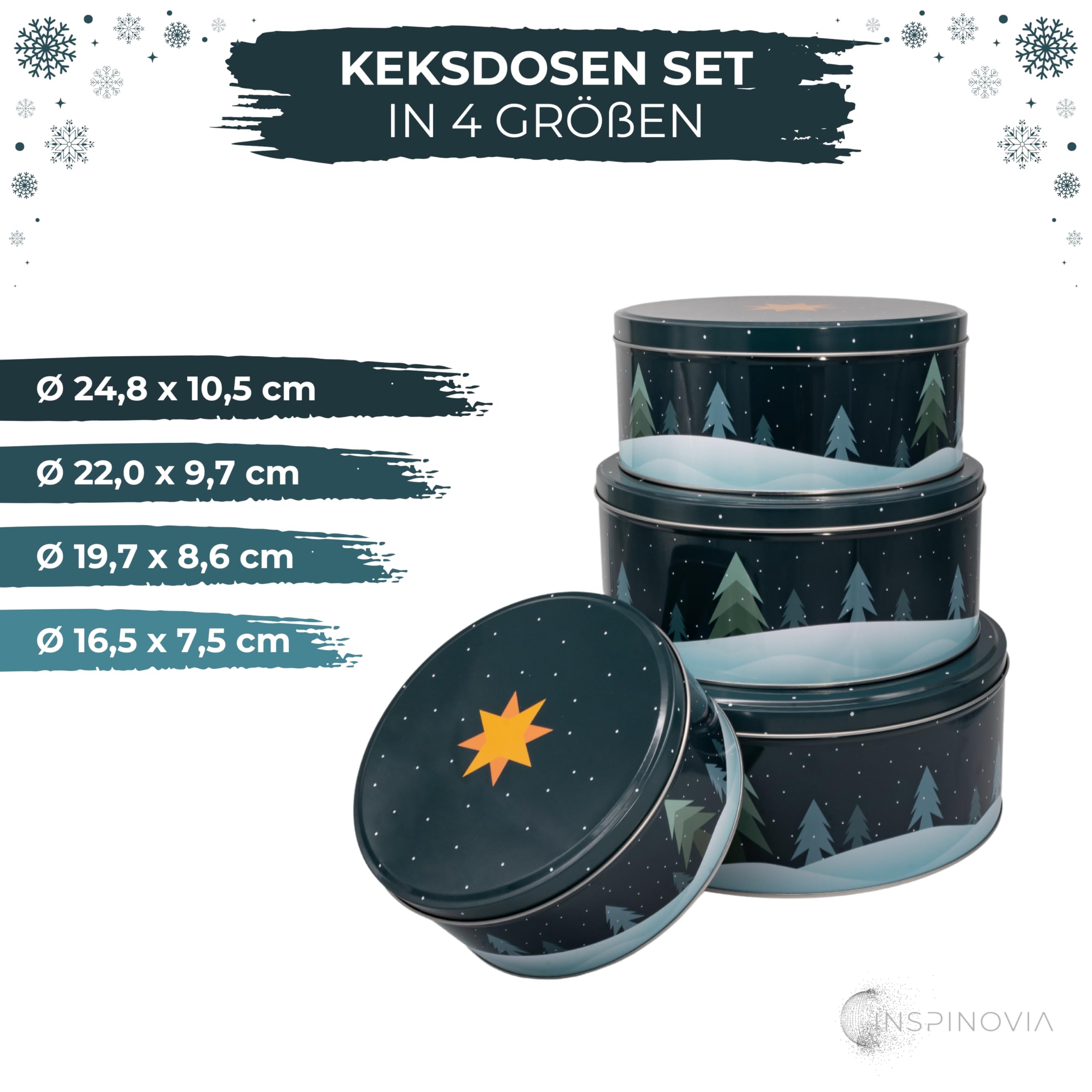 Keksdosen 4er Set - Tannenbäume im Schnee - Inspinovia