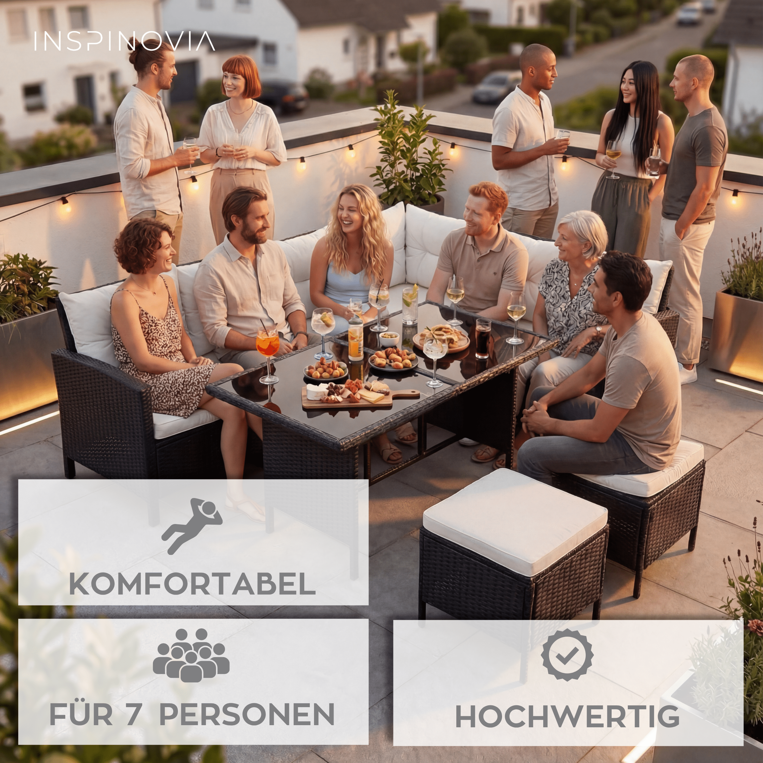 Polyrattan Lounge Set TERA - schwarz/grau - Inspinovia