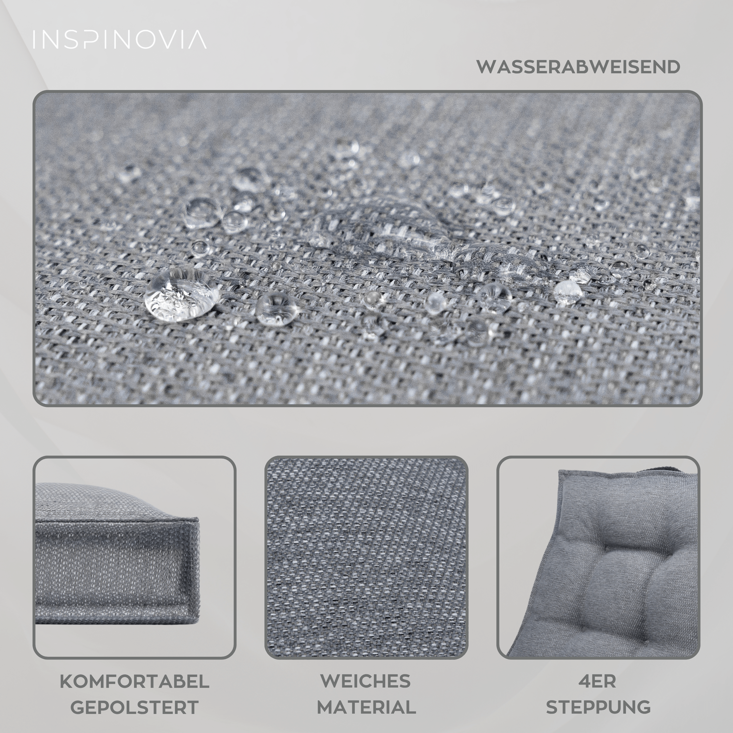 Sitzkissen 40 x 40 cm, 6er Set - Grau - Inspinovia