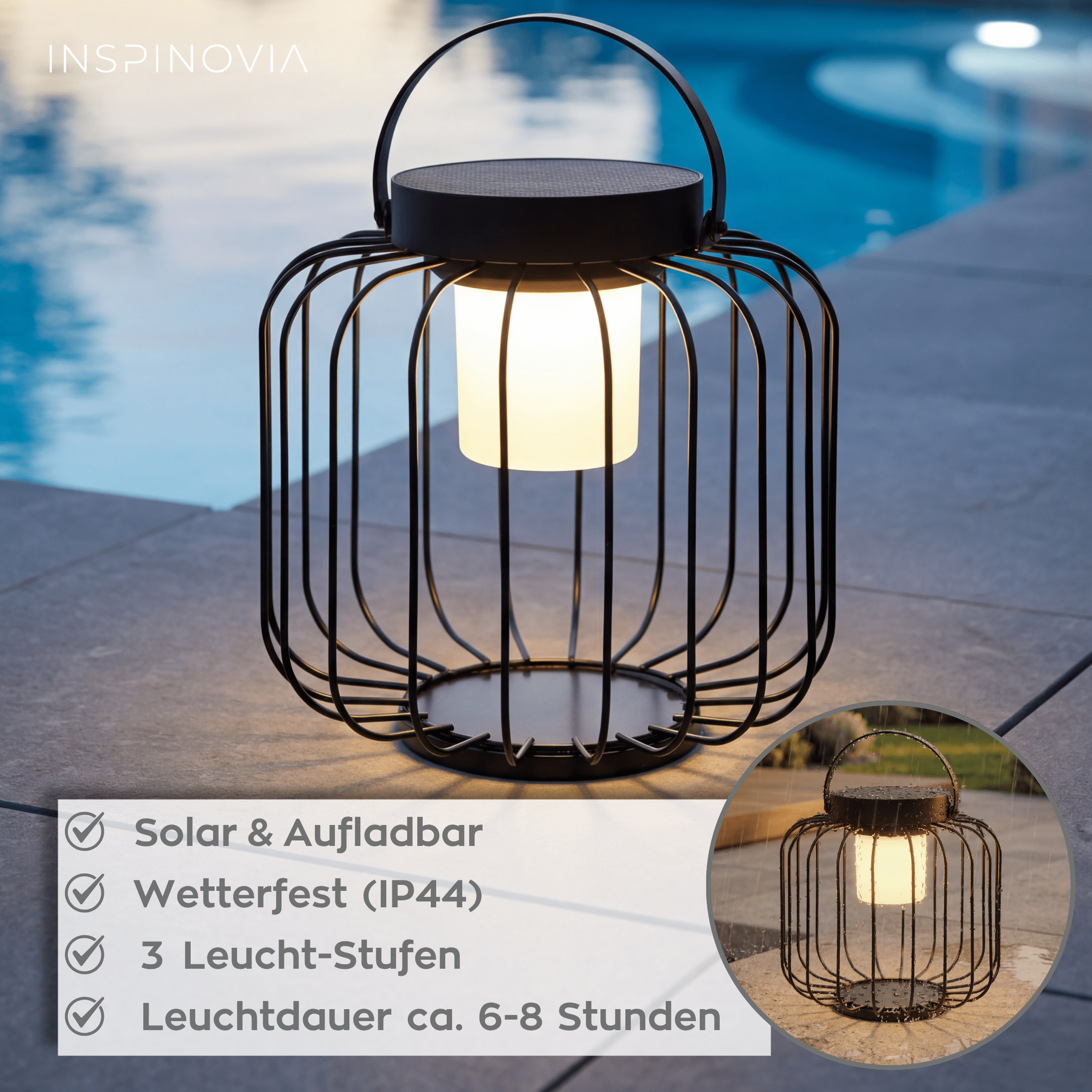 SOLAR Laterne - 22,5 x 22,5cm - Inspinovia