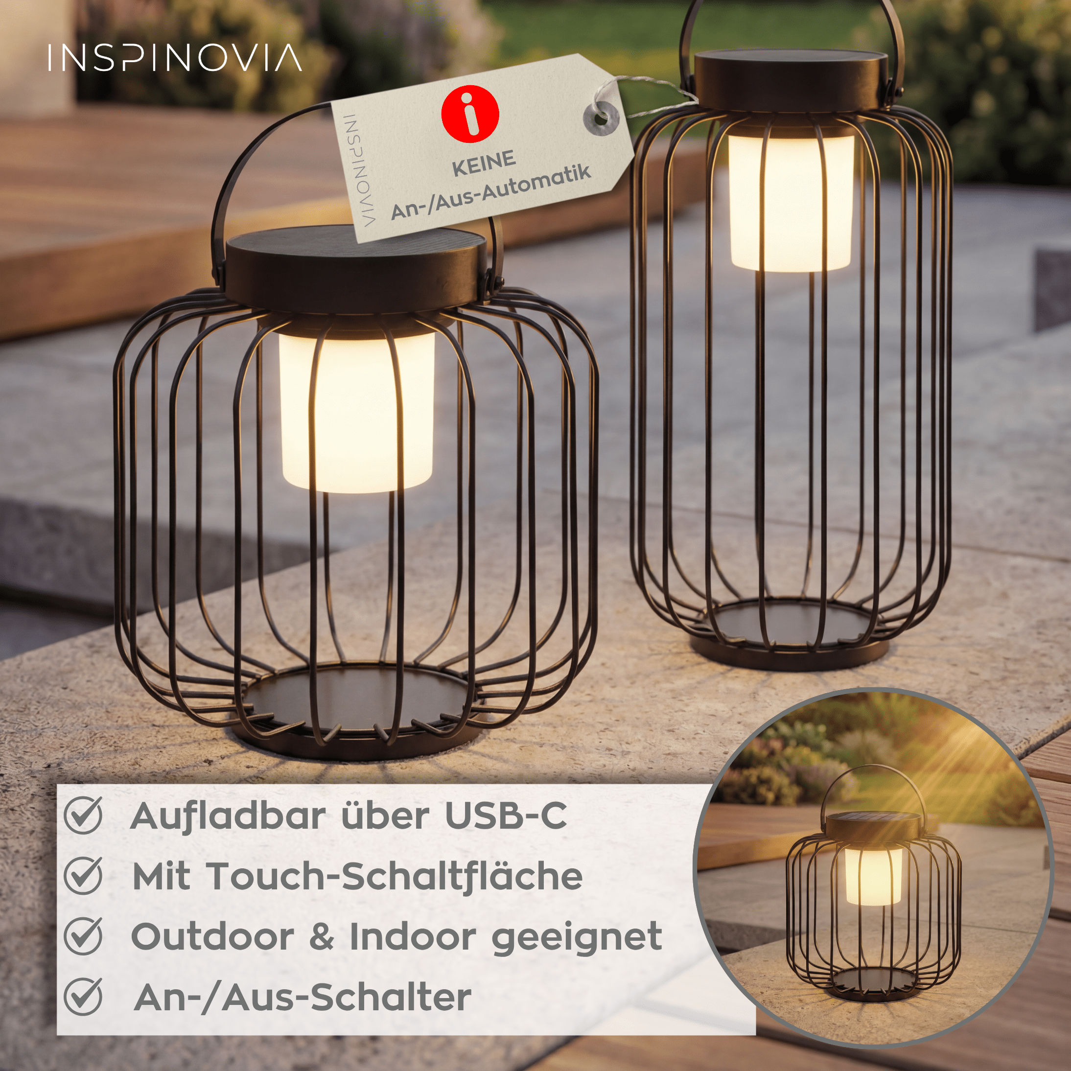 SOLAR Laterne - 2er Set - Inspinovia