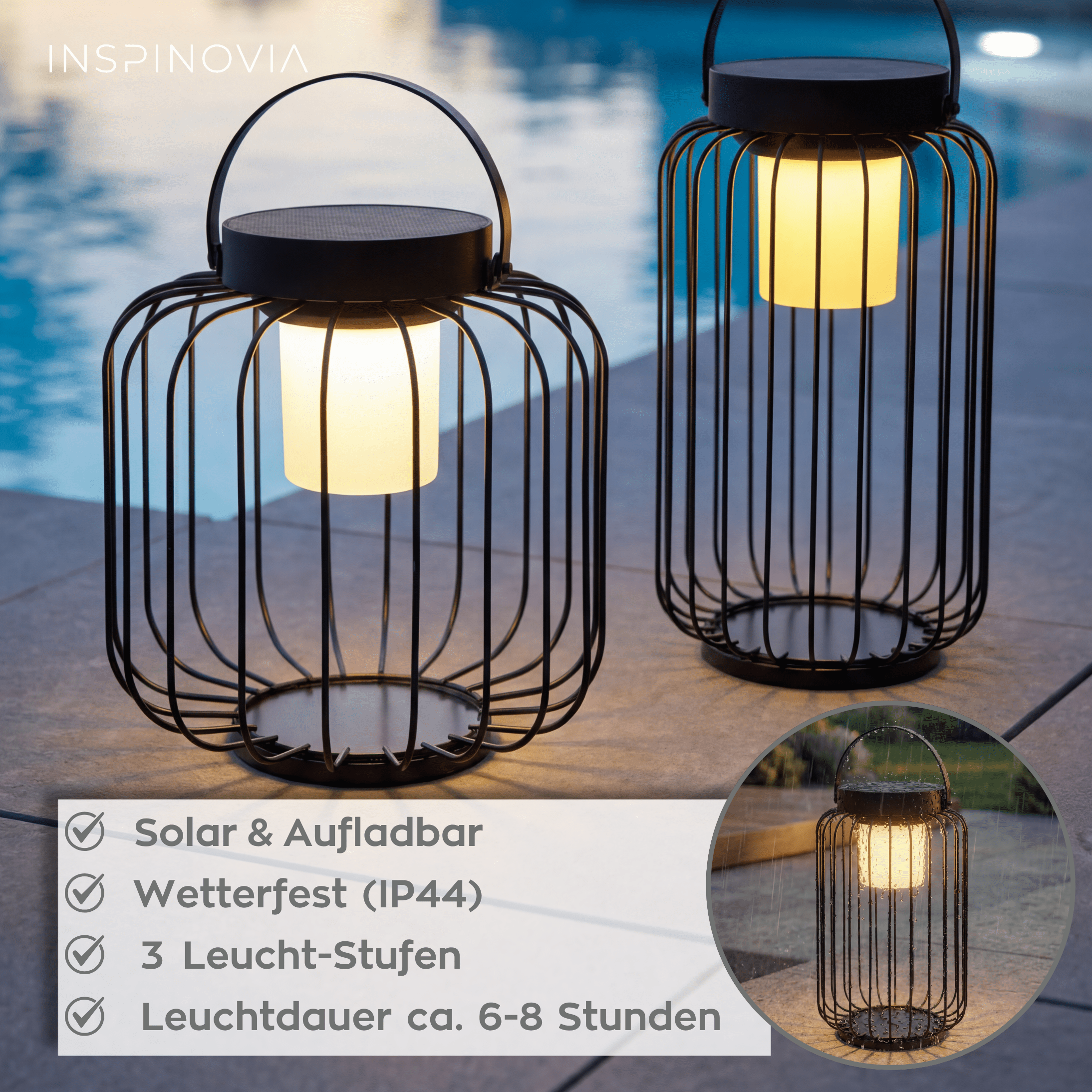 SOLAR Laterne - 2er Set - Inspinovia