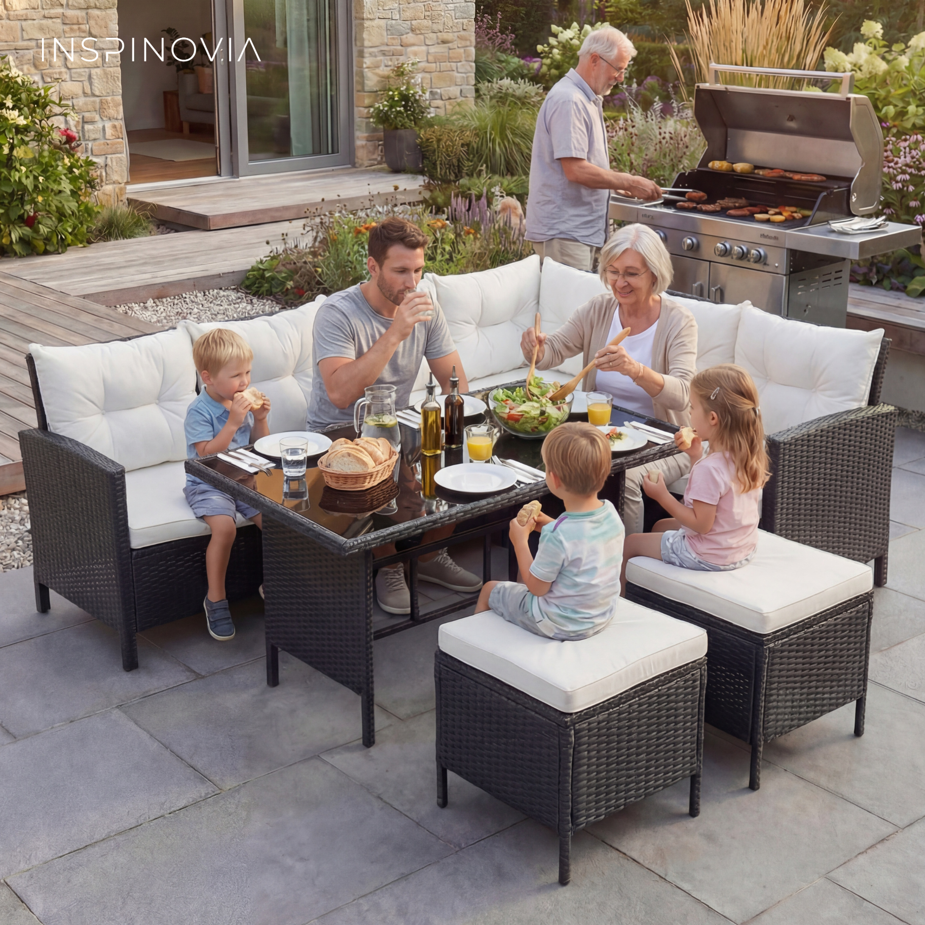 Polyrattan Lounge TERA - schwarz/grau