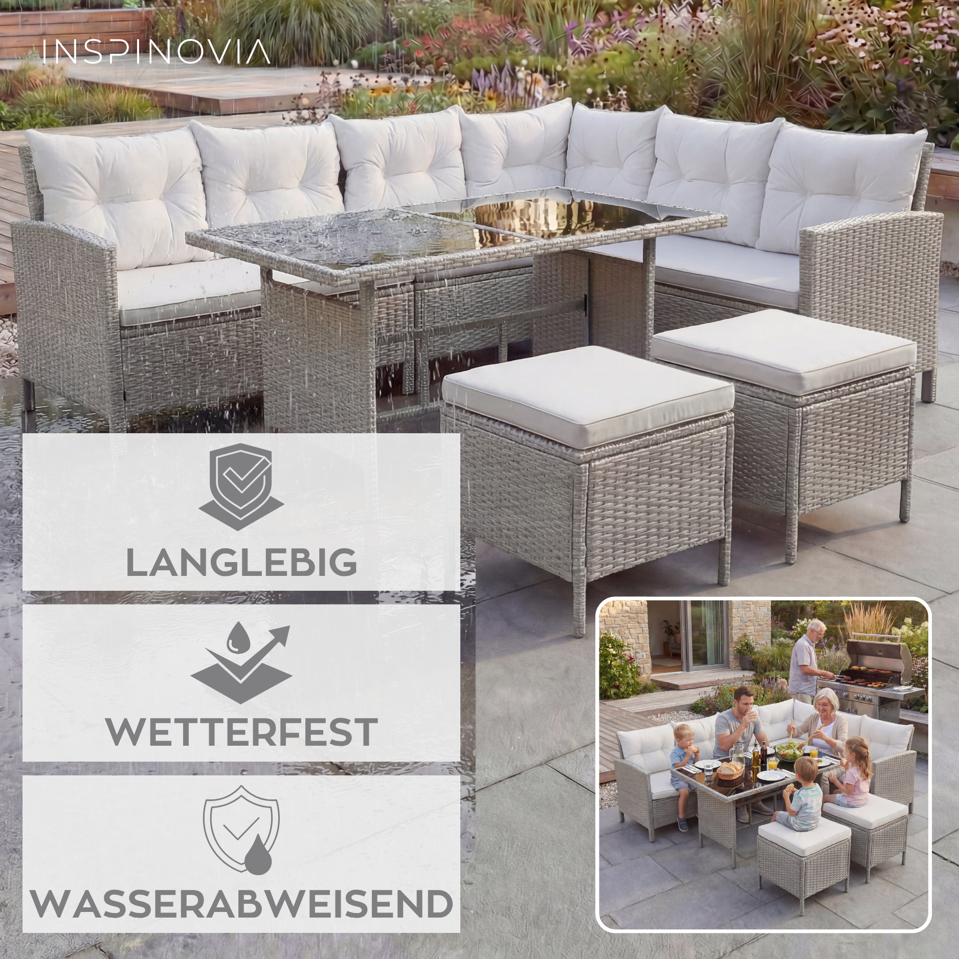 Polyrattan Lounge TERA - grau/grau