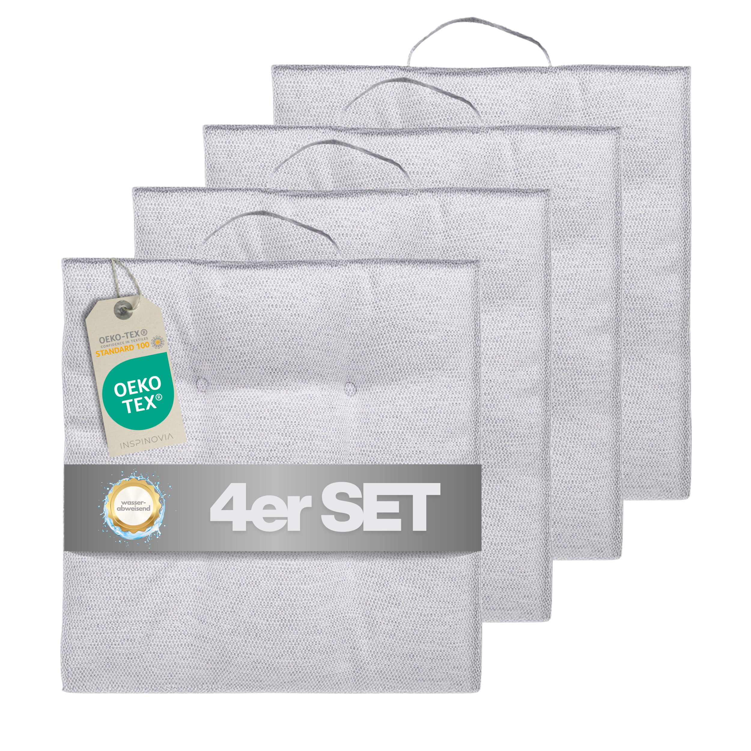 Sitzkissen 40 x 40 cm, 4er Set - Hellgrau