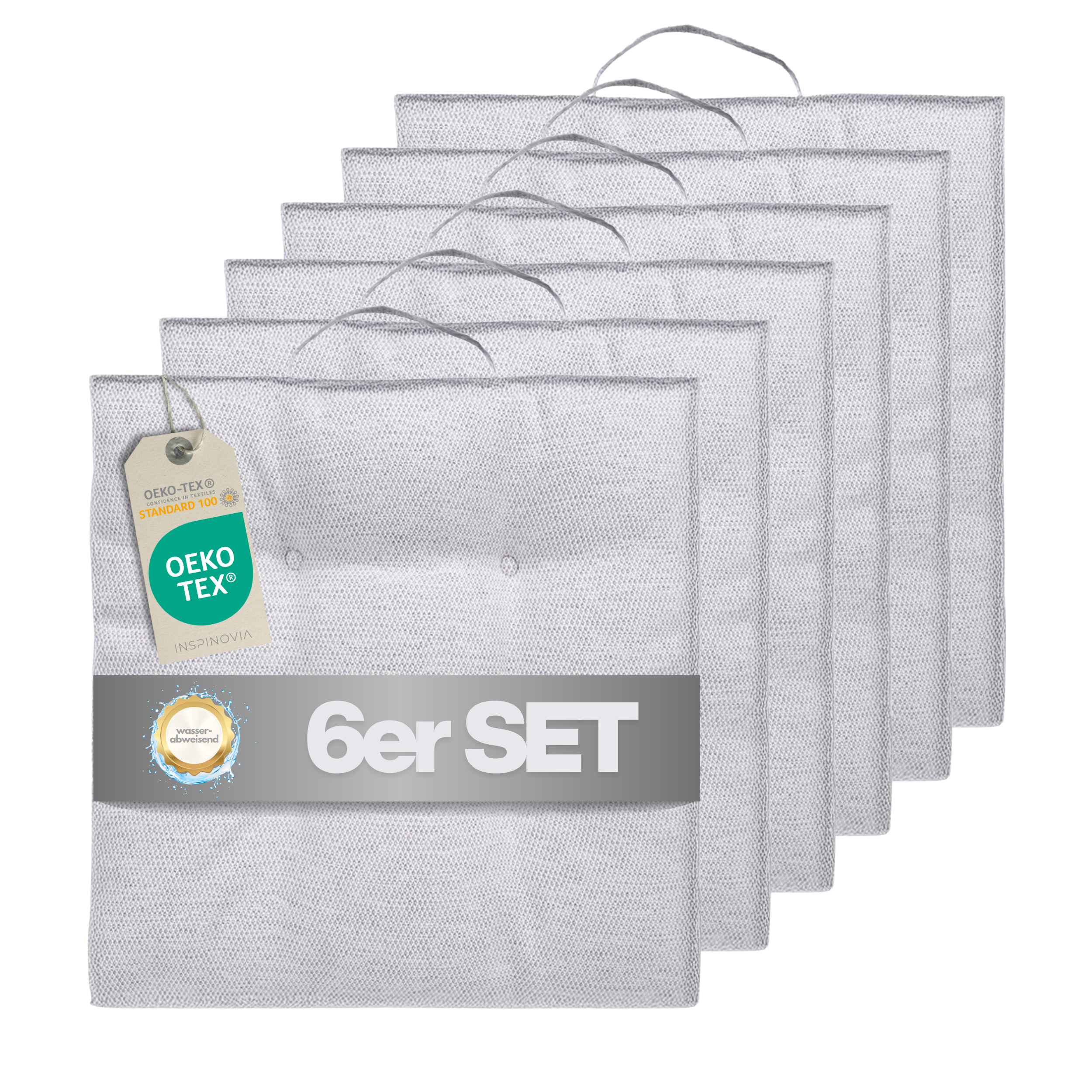 Sitzkissen 40 x 40 cm, 6er Set - Hellgrau