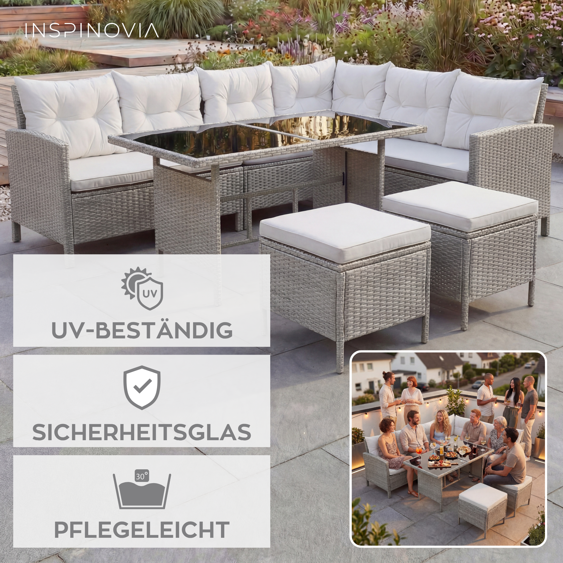 Polyrattan Lounge TERA - grau/grau