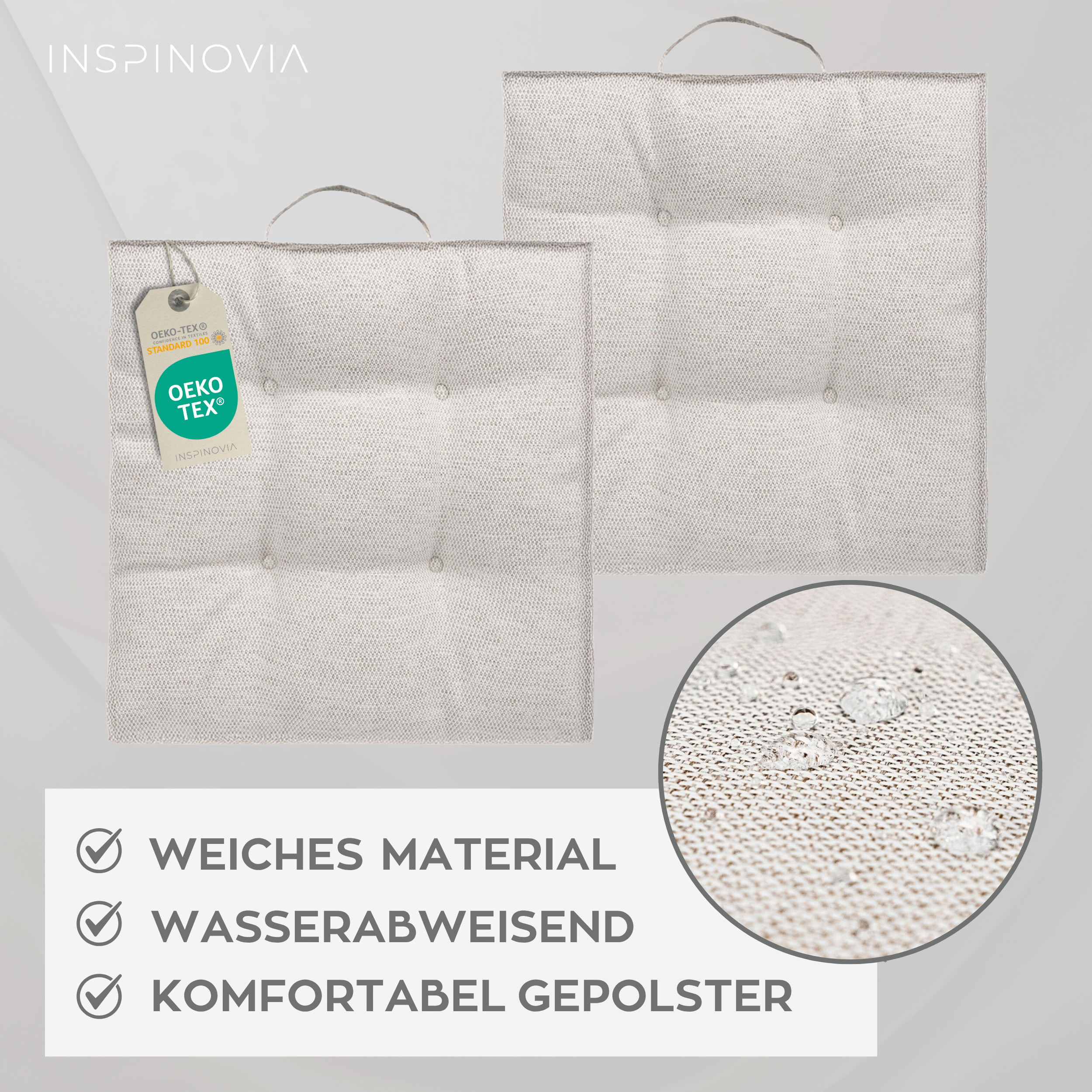 Sitzkissen 40 x 40 cm, 4er Set - Creme