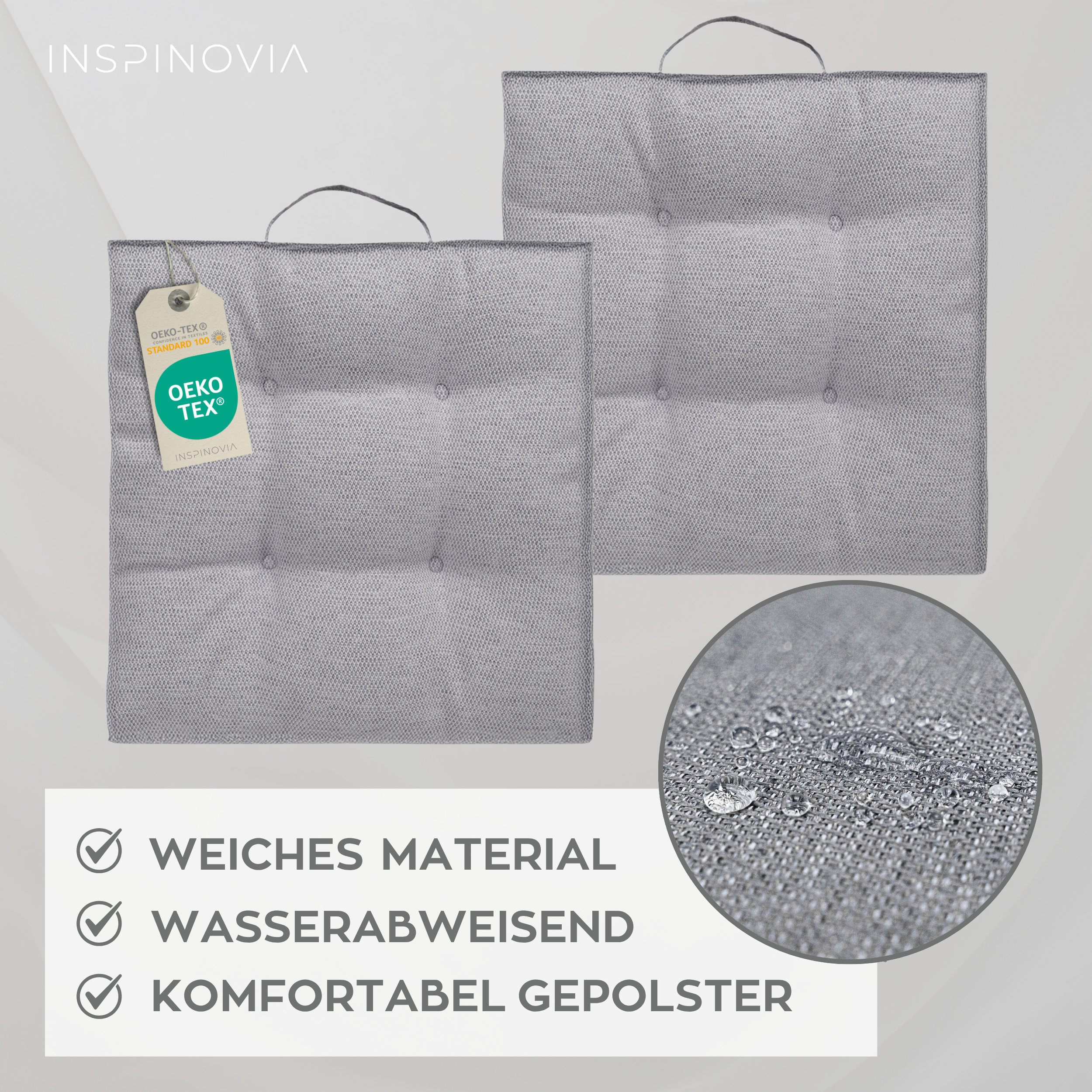 Sitzkissen 40 x 40 cm, 4er Set - Grau