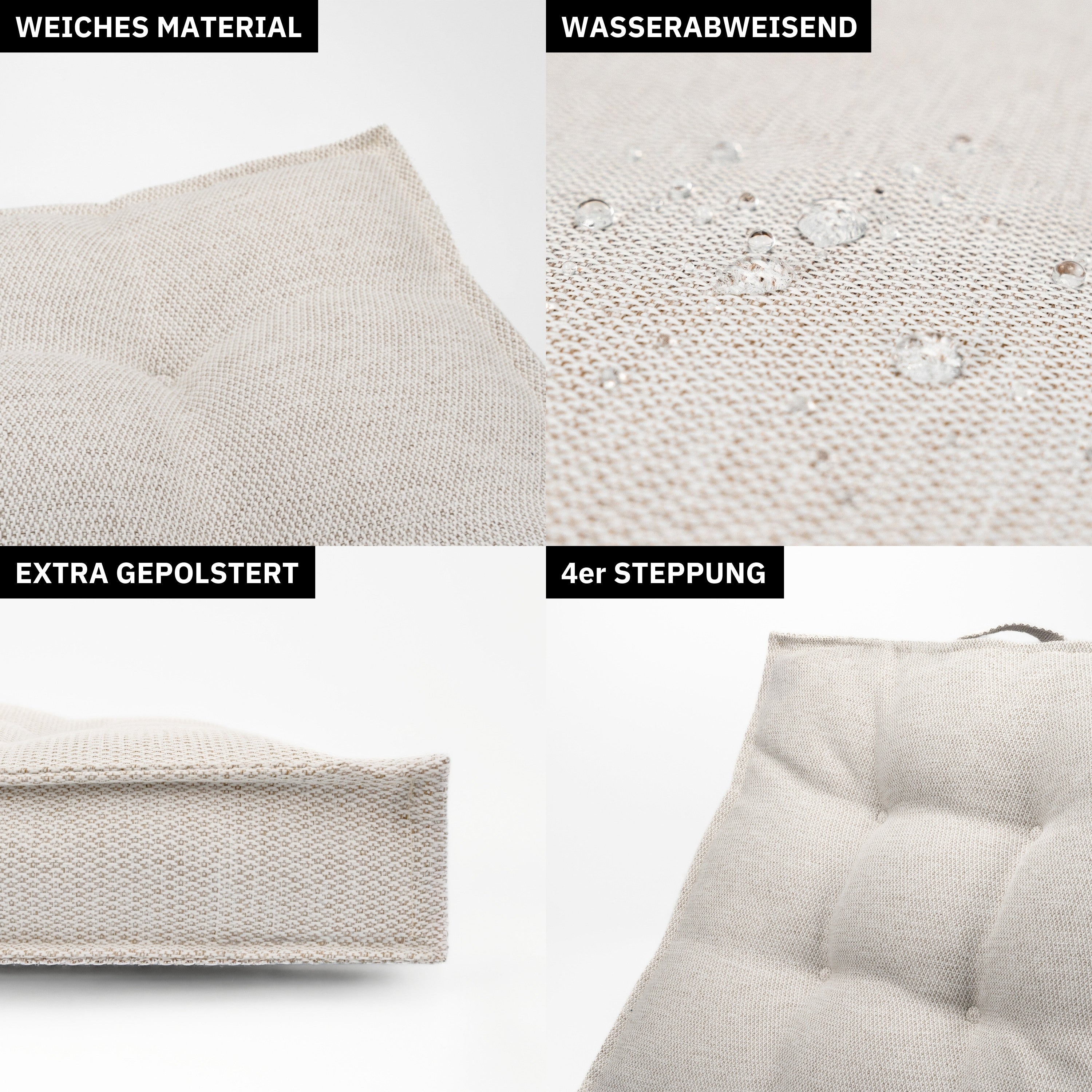 Sitzkissen 40 x 40 cm, 6er Set - Creme