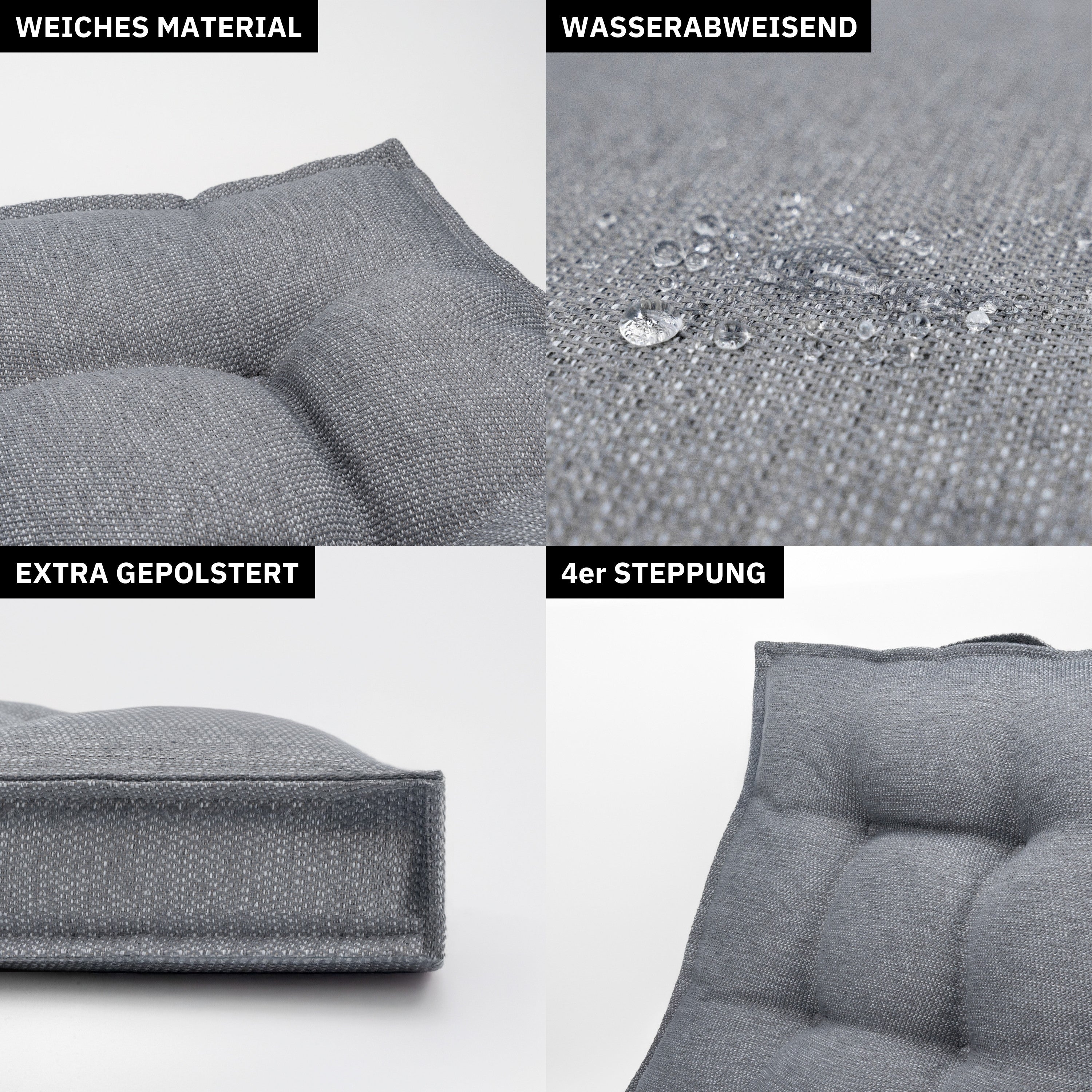 Sitzkissen 40 x 40 cm, 4er Set - Grau