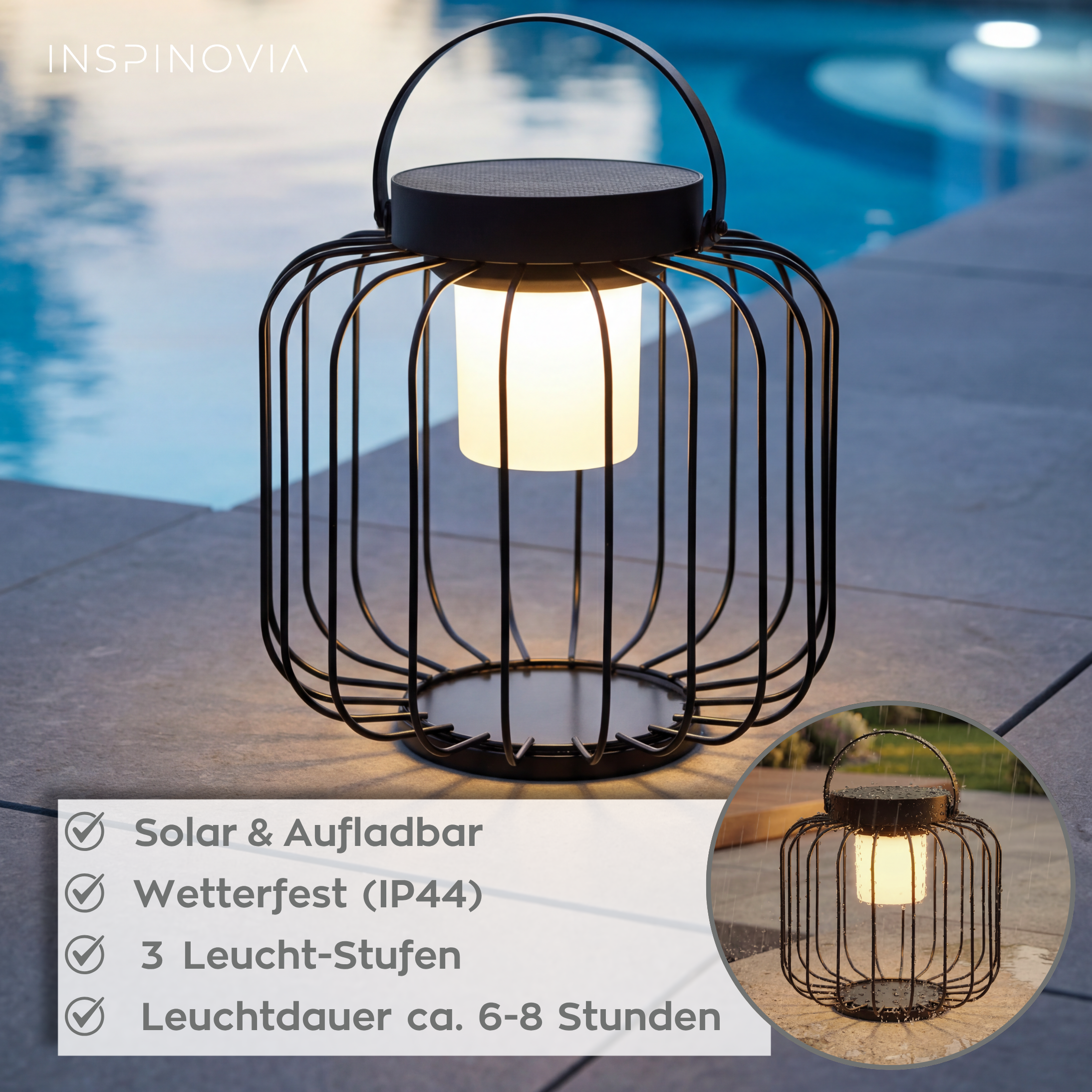 SOLAR Laterne - 22,5 x 22,5cm