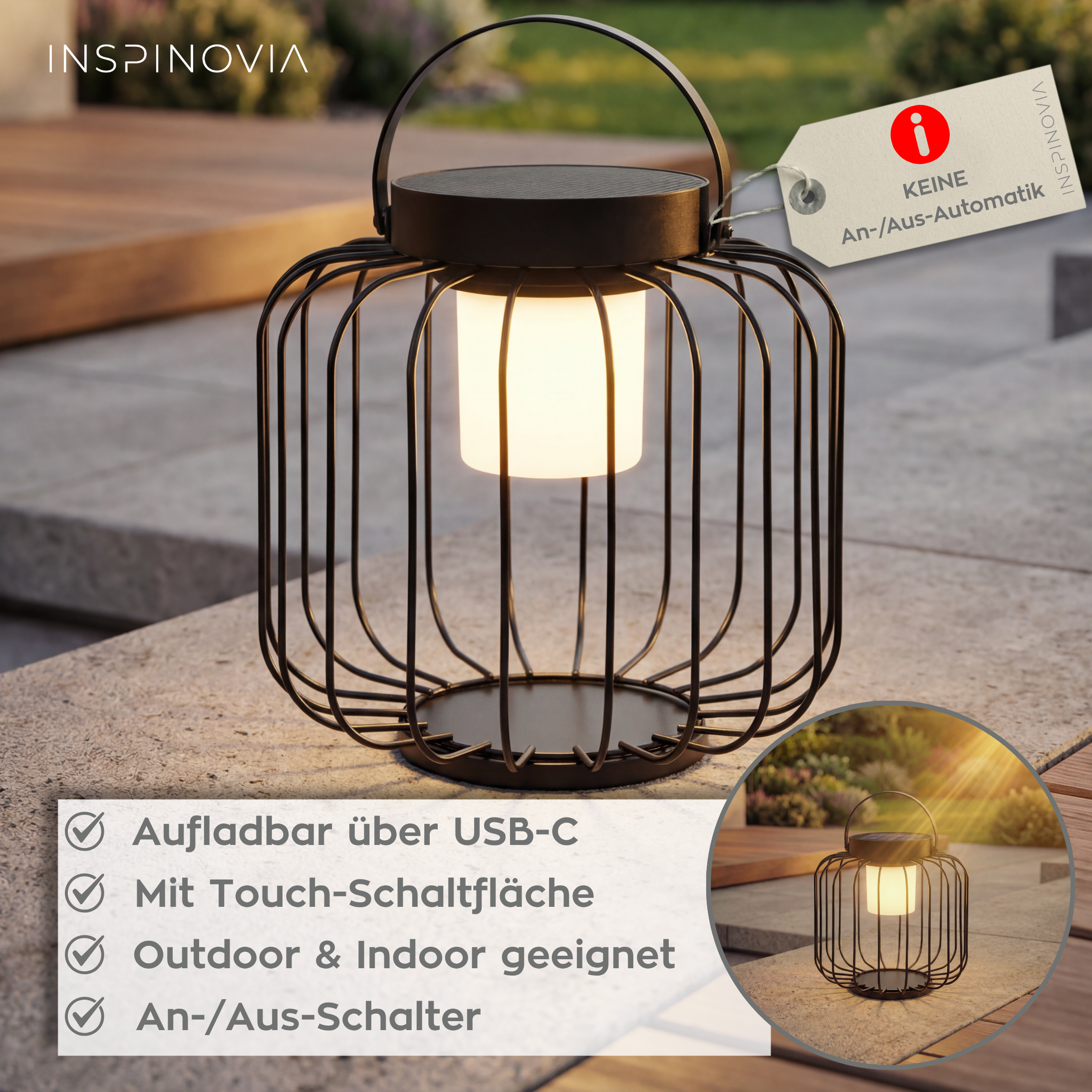 SOLAR Laterne - 22,5 x 22,5cm