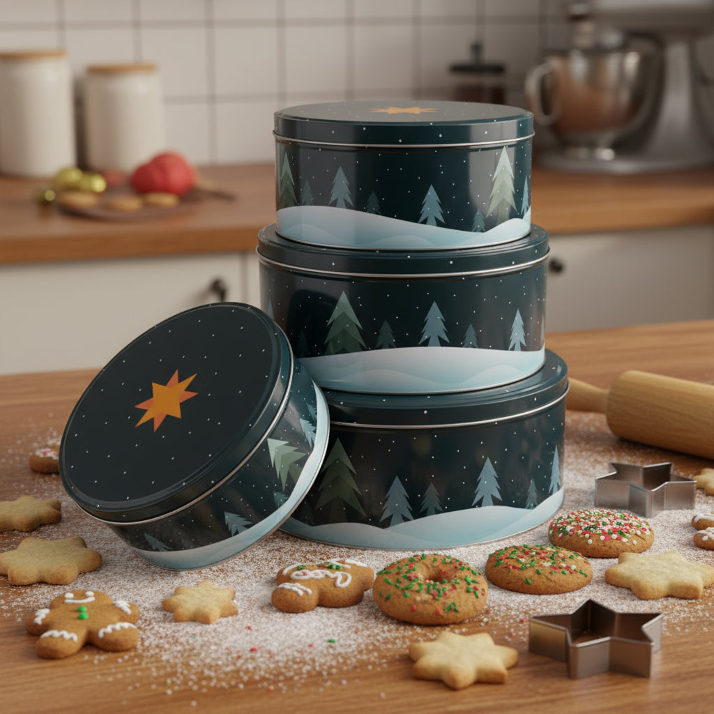 Keksdosen 4er Set - Tannenbäume im Schnee