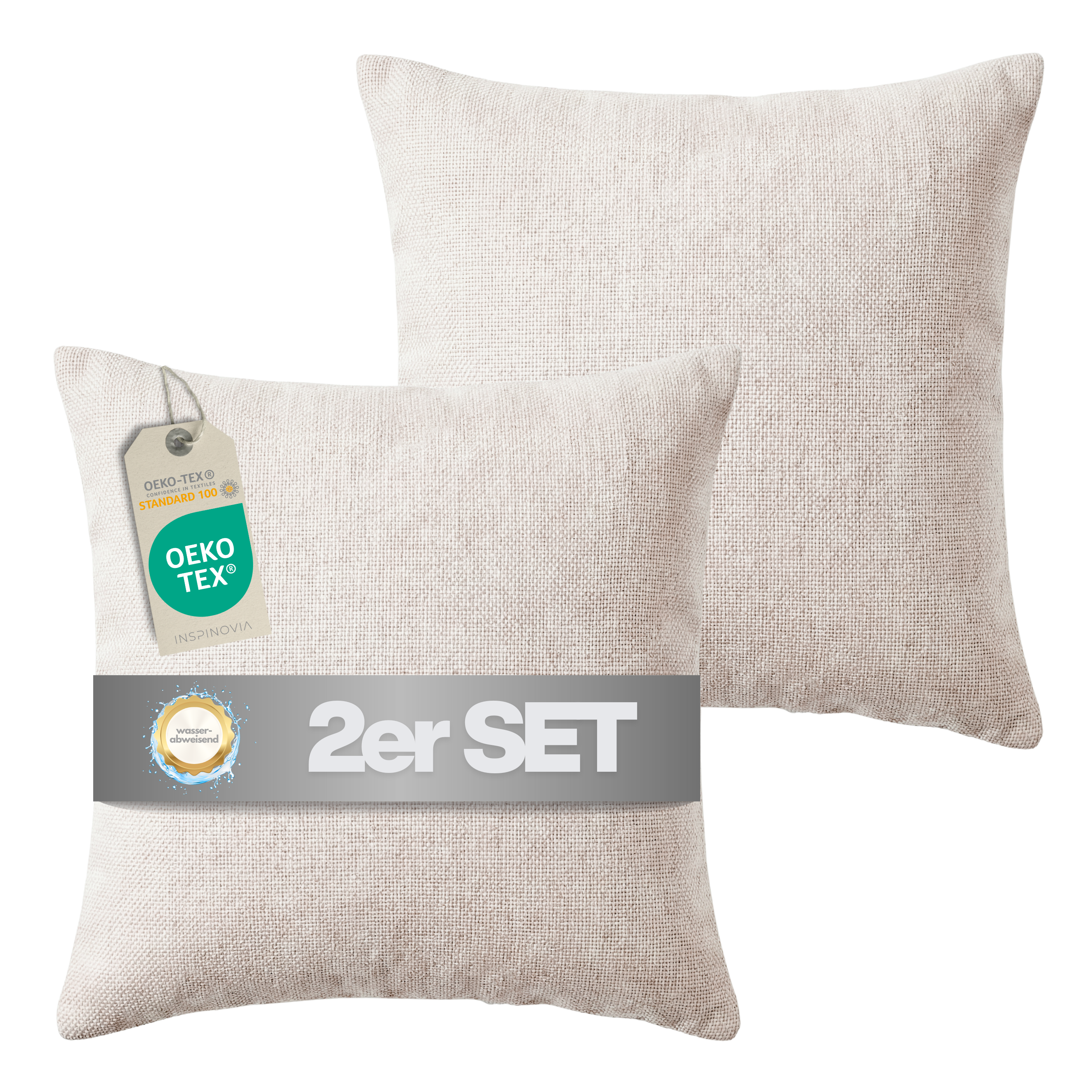 Kissen inkl. Füllung 45 x 45 cm, 2er Set - Creme