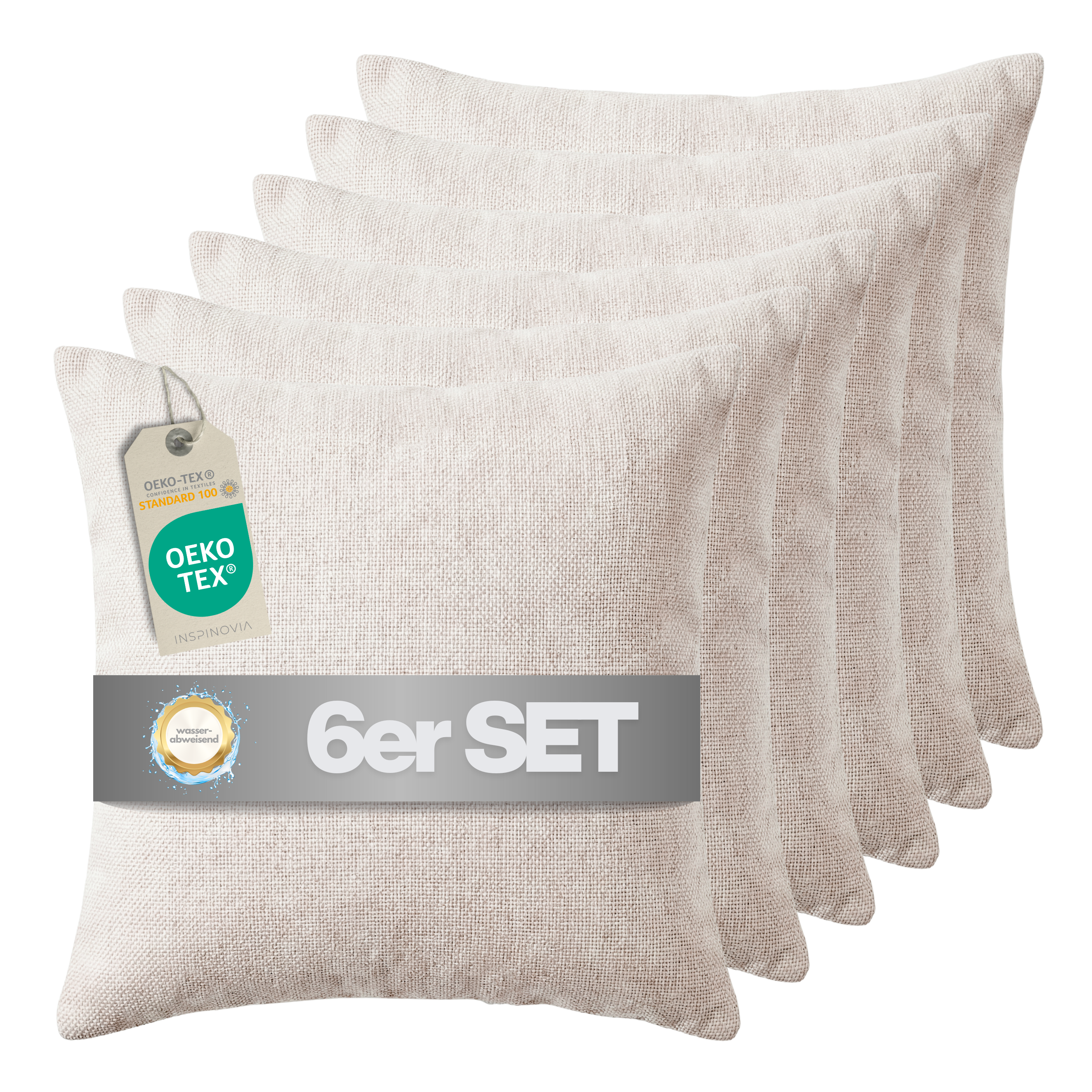 Kissen inkl. Füllung 45 x 45 cm, 6er Set - Creme