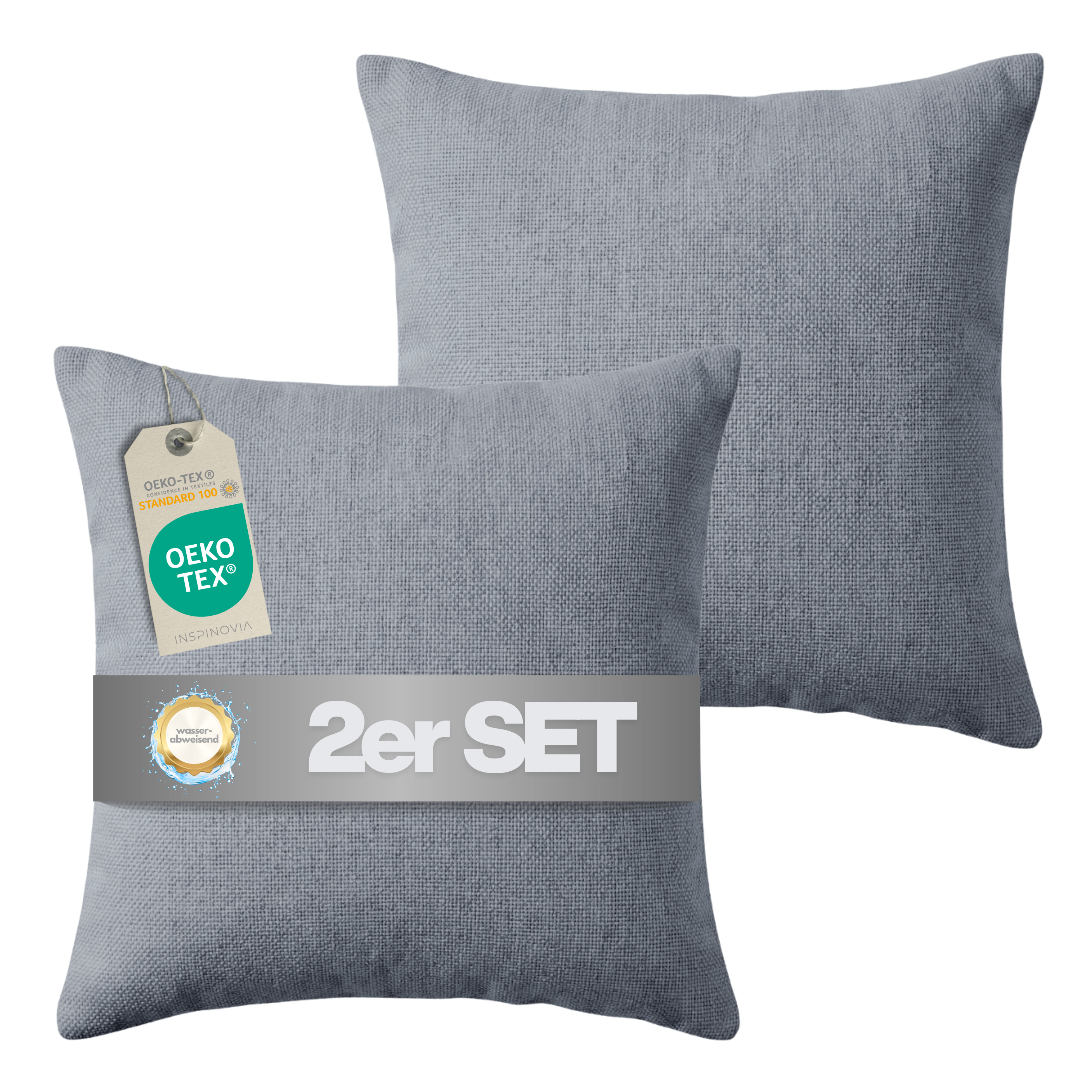 Kissen inkl. Füllung 45 x 45 cm, 2er Set - Grau