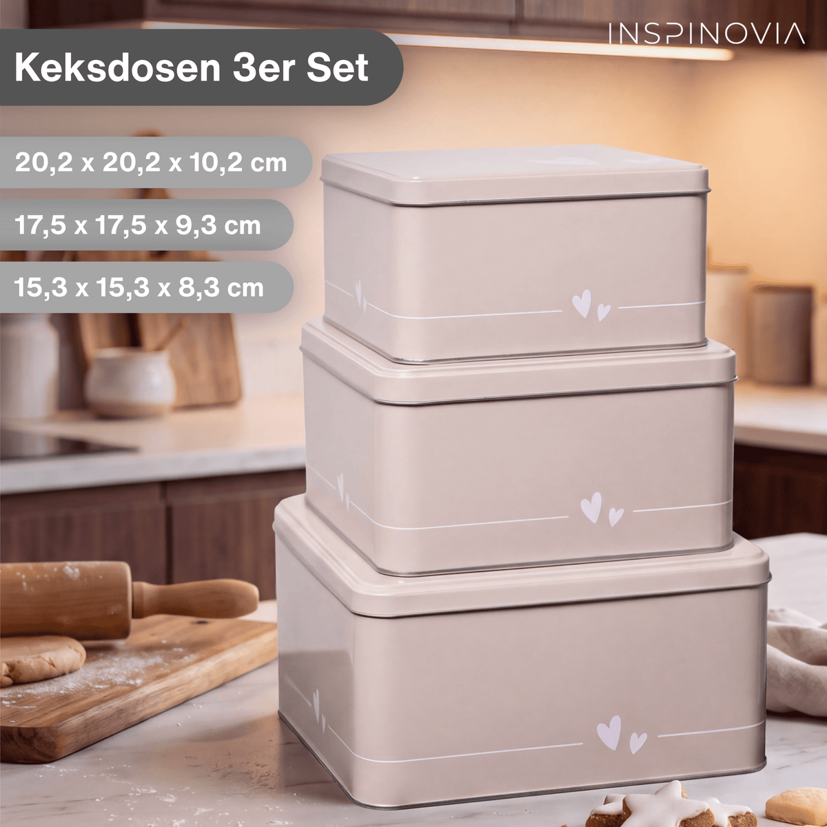 Keksdosen 3er Set - Herzen - Inspinovia