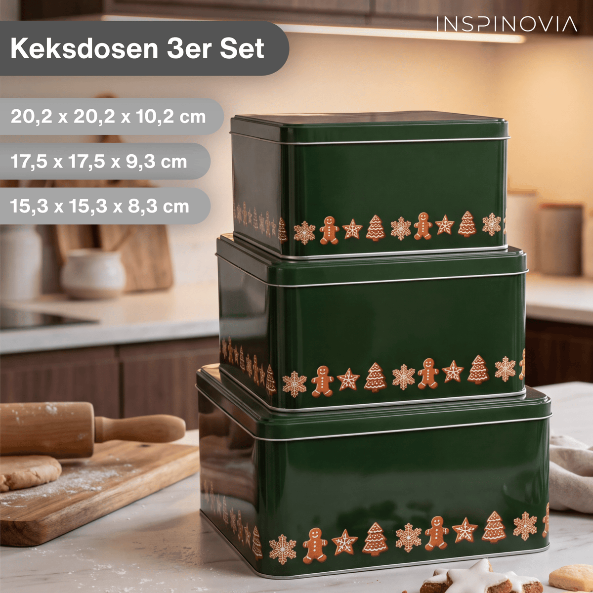 Keksdosen 3er Set - Weihnachtsbäckerei - Inspinovia