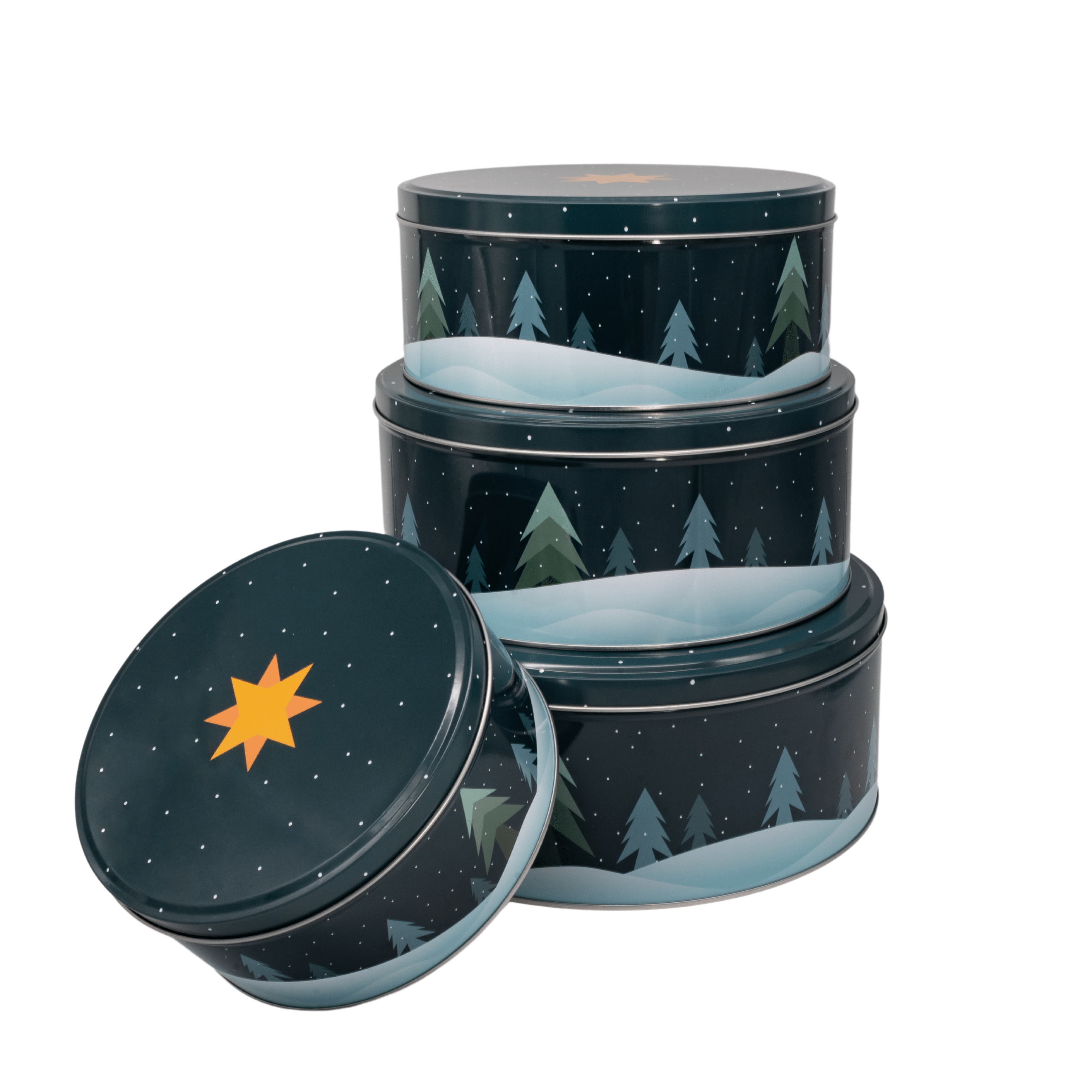 Keksdosen 4er Set - Tannenbäume im Schnee - Inspinovia