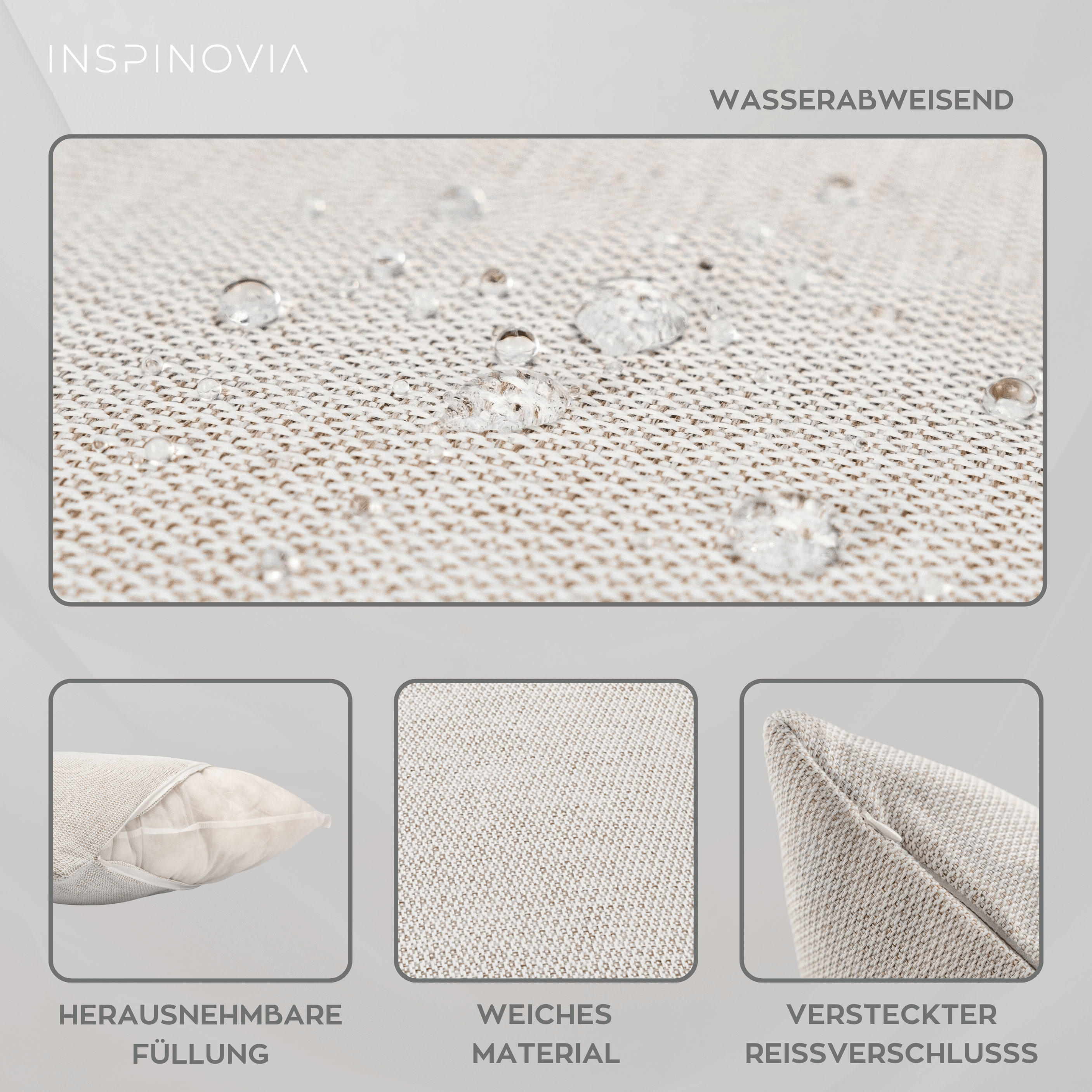 Kissen inkl. Füllung 45 x 45 cm - Creme - Inspinovia