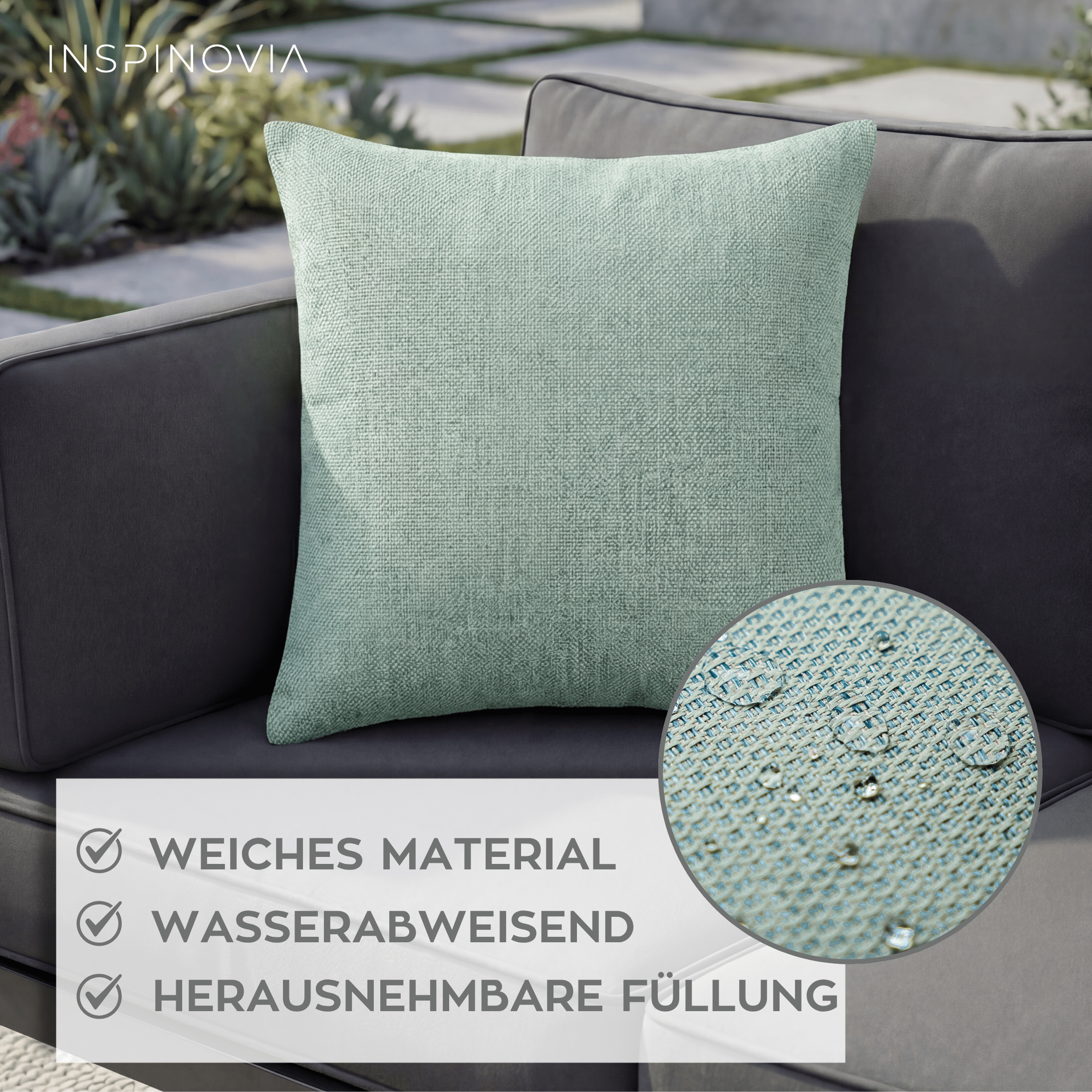 Kissen inkl. Füllung 45 x 45 cm - Mint - Inspinovia