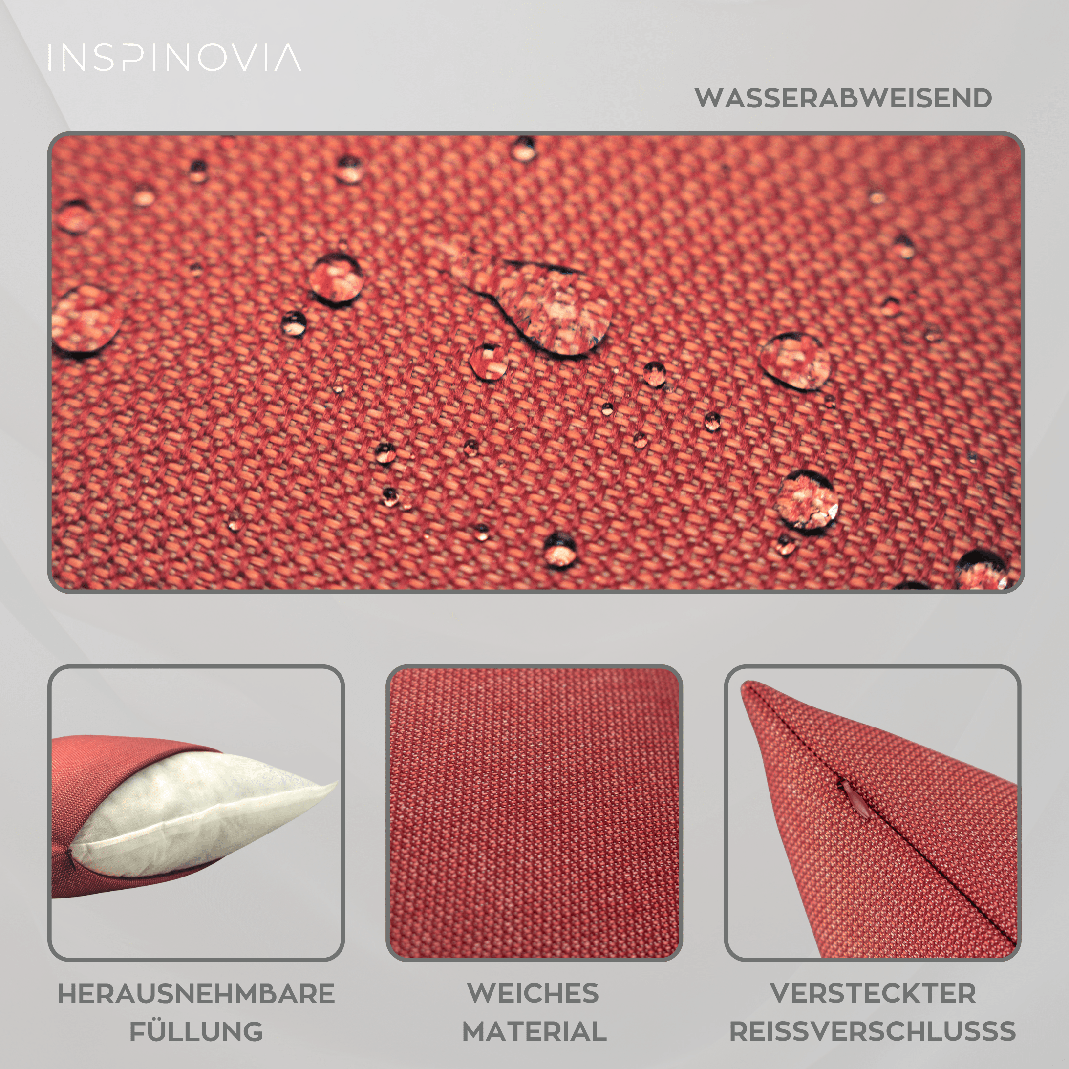 Kissen inkl. Füllung 45 x 45 cm - Rot - Inspinovia