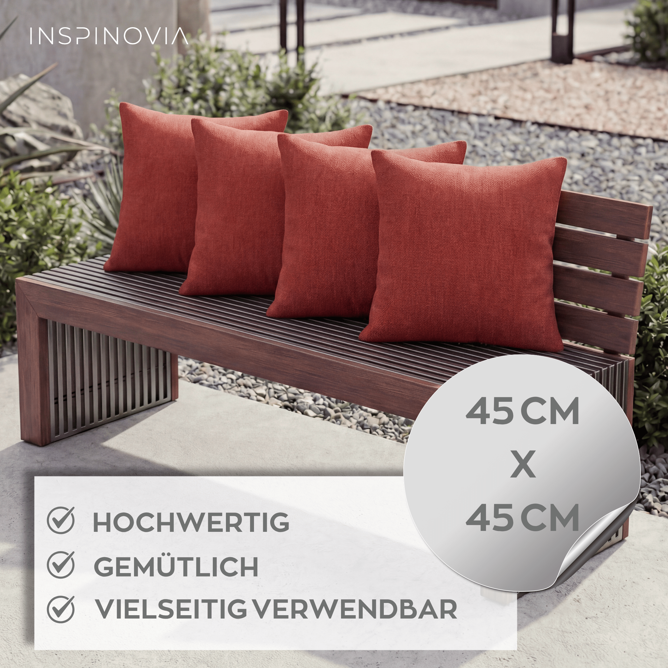 Kissen inkl. Füllung 45 x 45 cm - Rot - Inspinovia