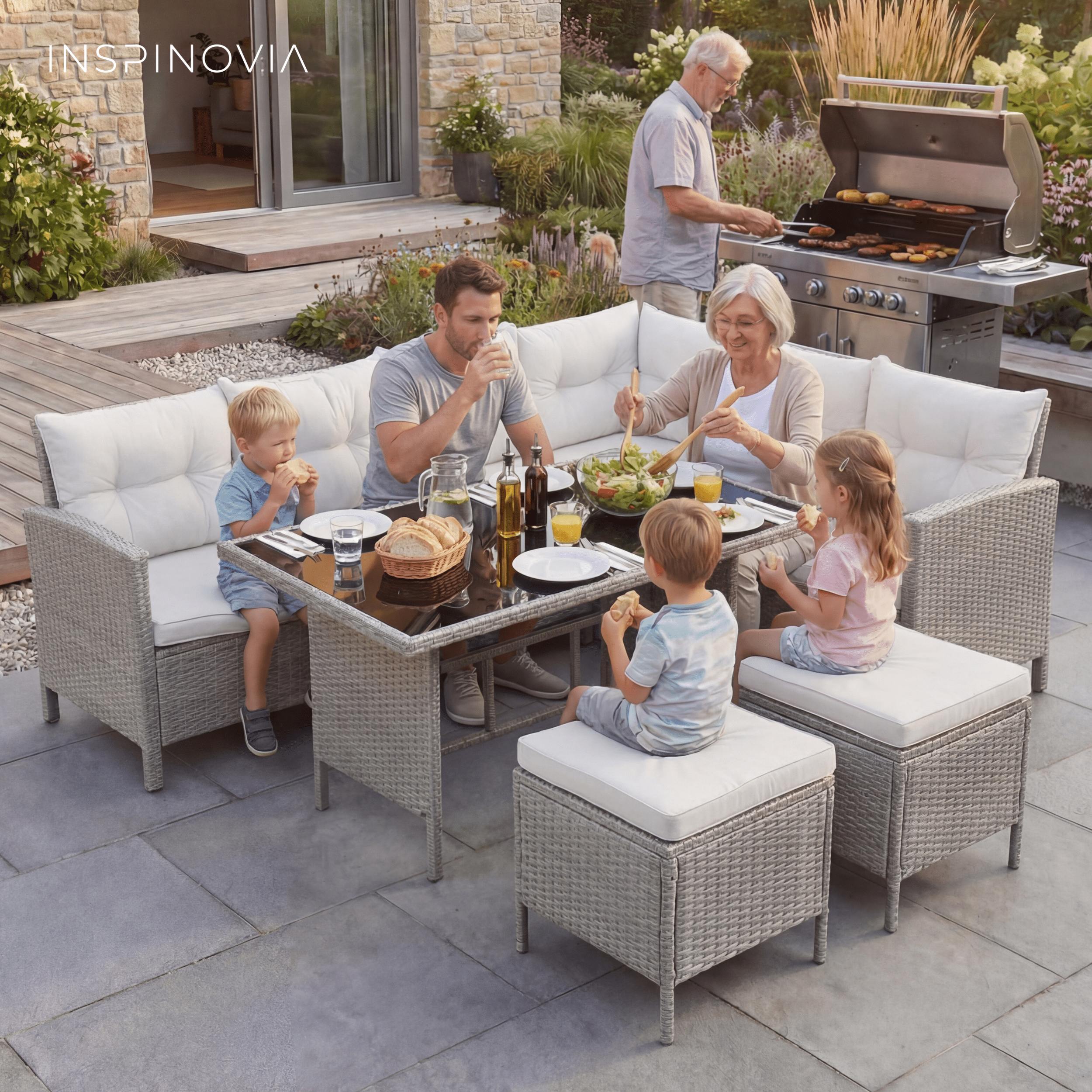 Polyrattan Lounge Set TERA - grau/grau - Inspinovia