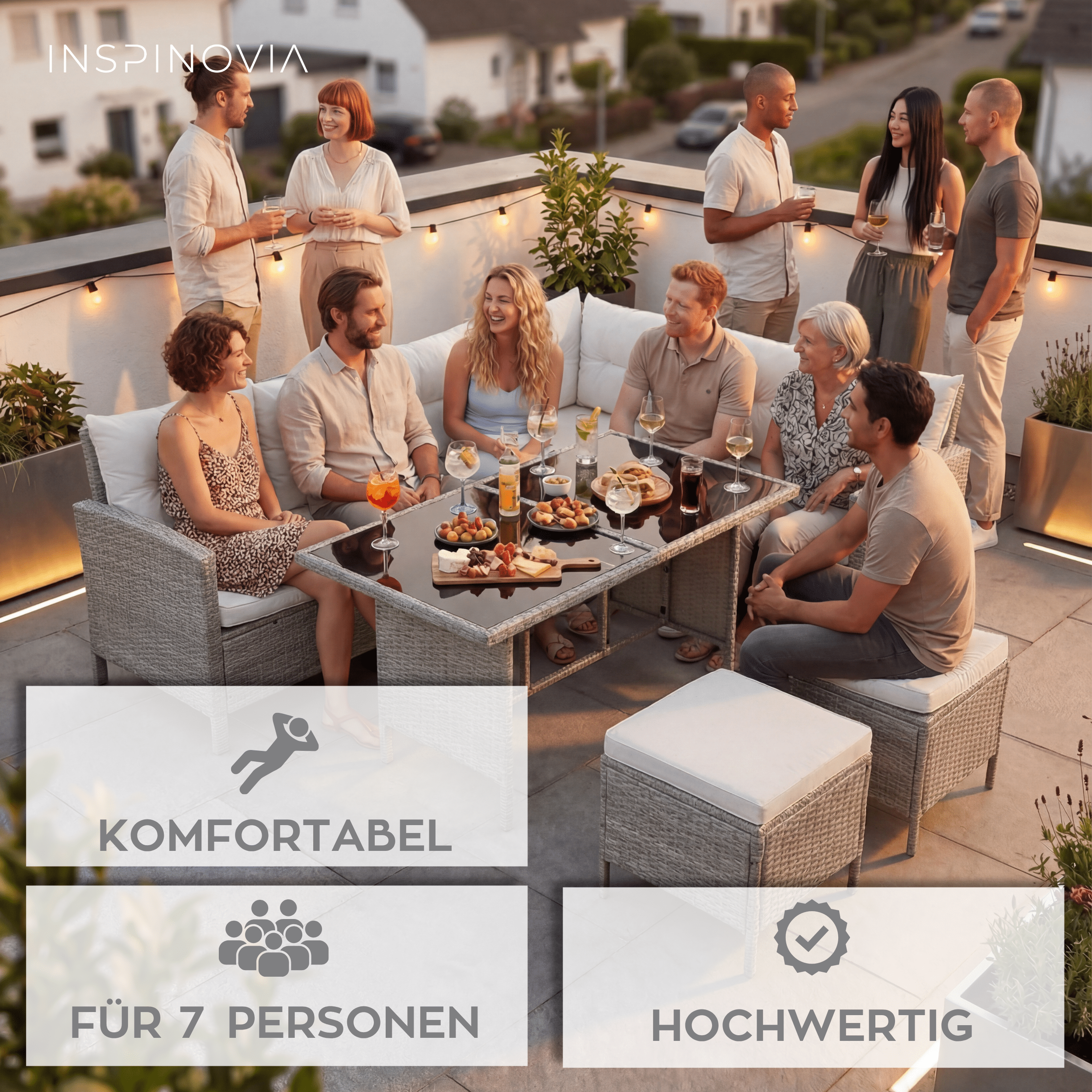 Polyrattan Lounge Set TERA - grau/grau - Inspinovia
