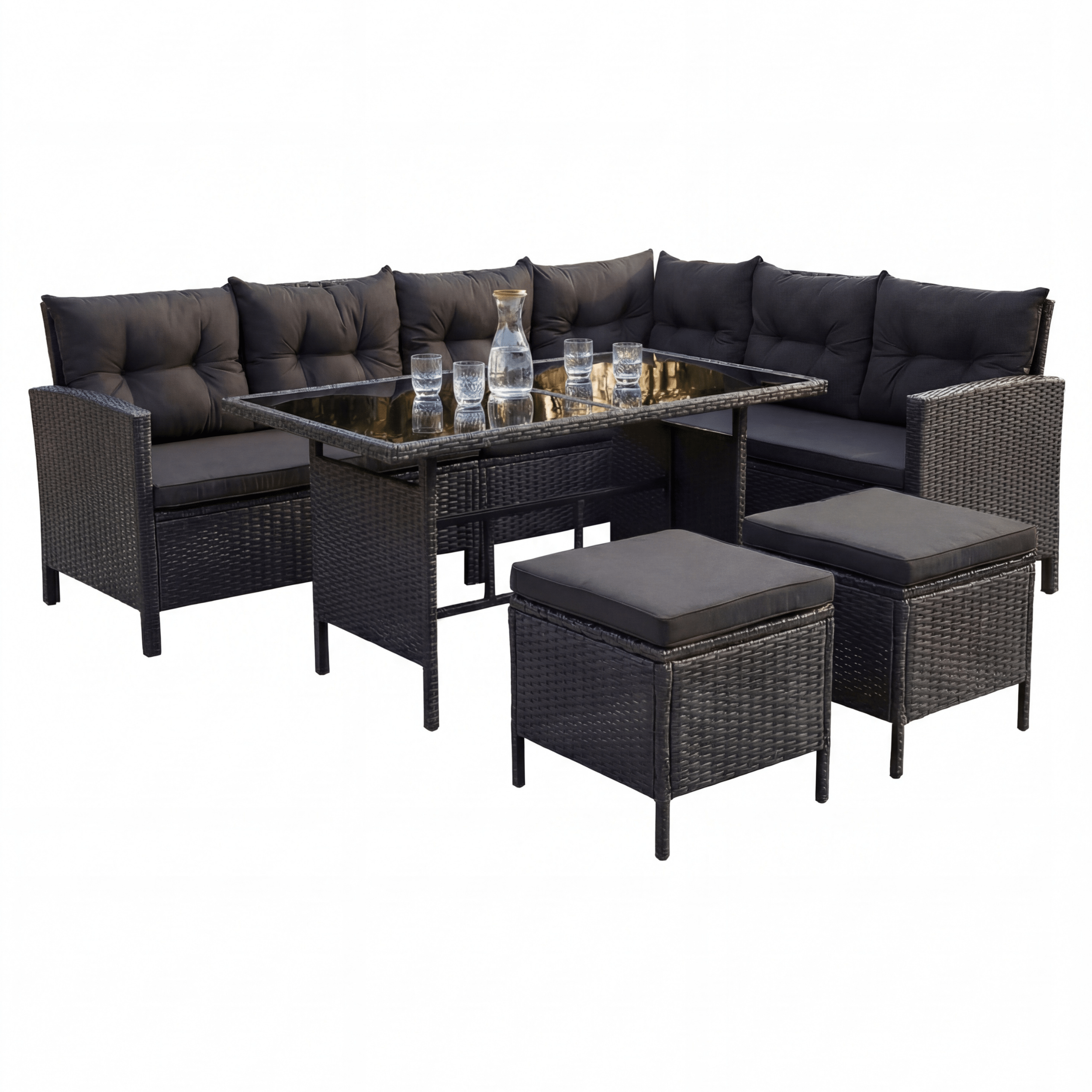 Polyrattan Lounge Set TERA - schwarz/schwarz - Inspinovia