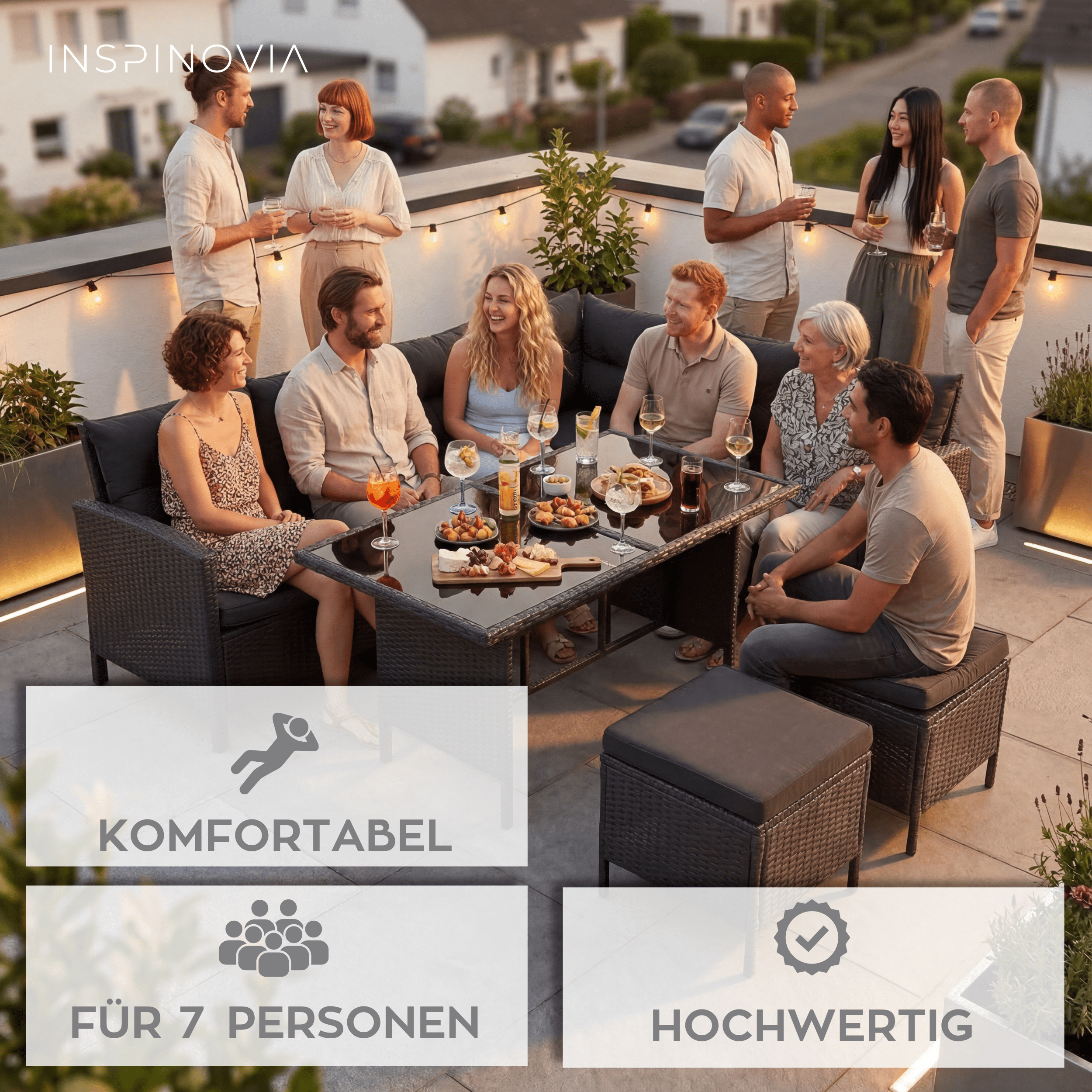 Polyrattan Lounge Set TERA - schwarz/schwarz - Inspinovia