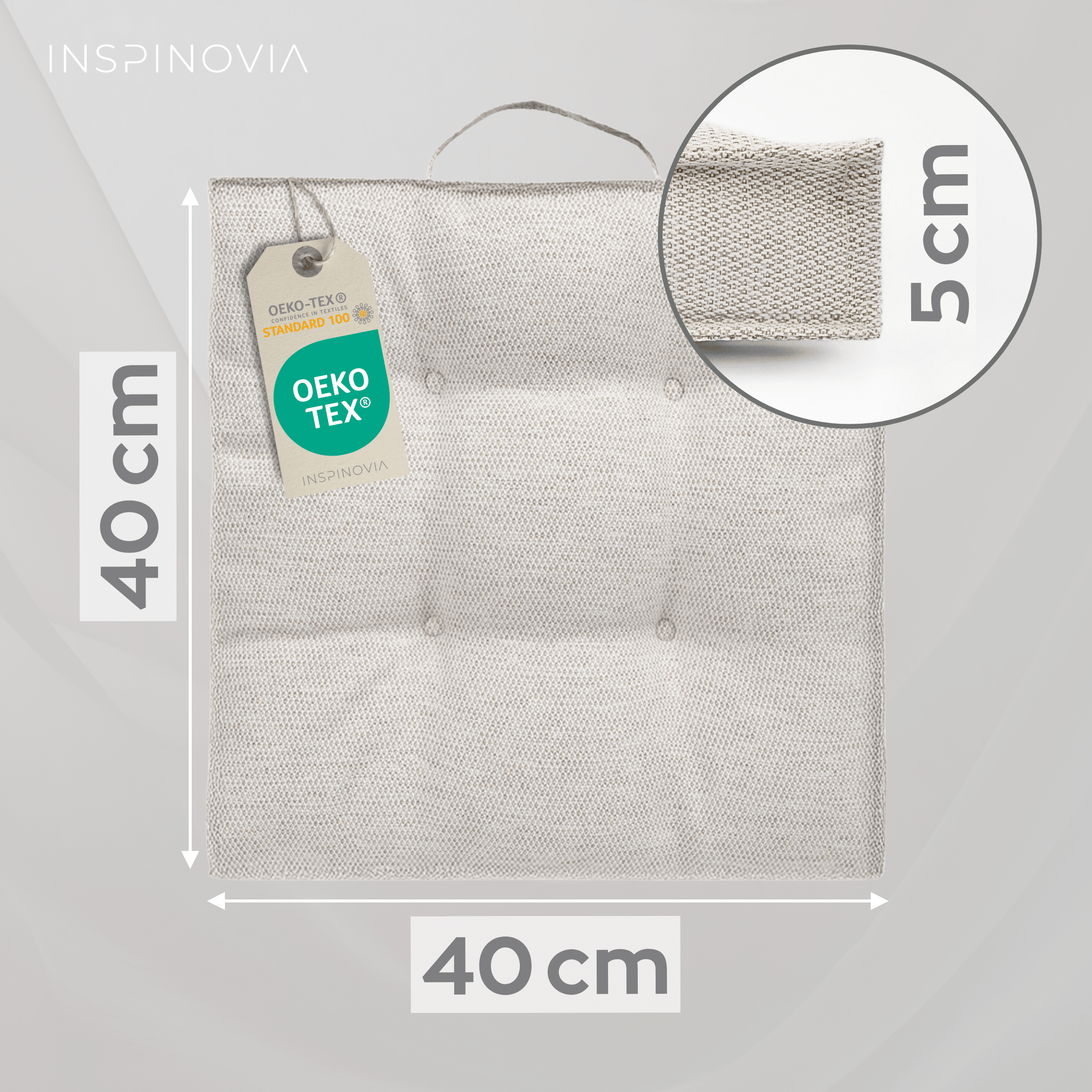 Sitzkissen 40 x 40 cm, 6er Set - Creme - Inspinovia