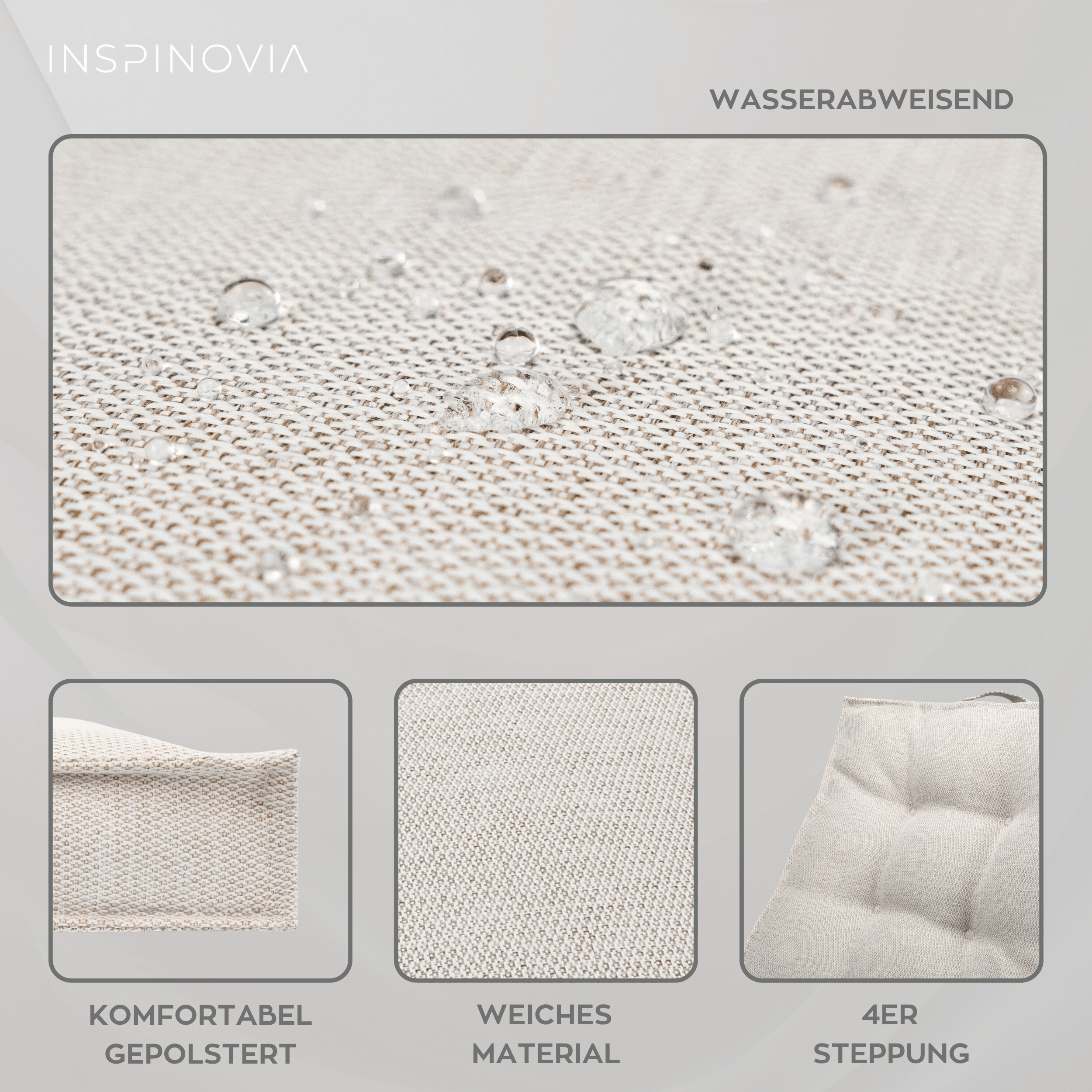 Sitzkissen 40 x 40 cm, 6er Set - Creme - Inspinovia